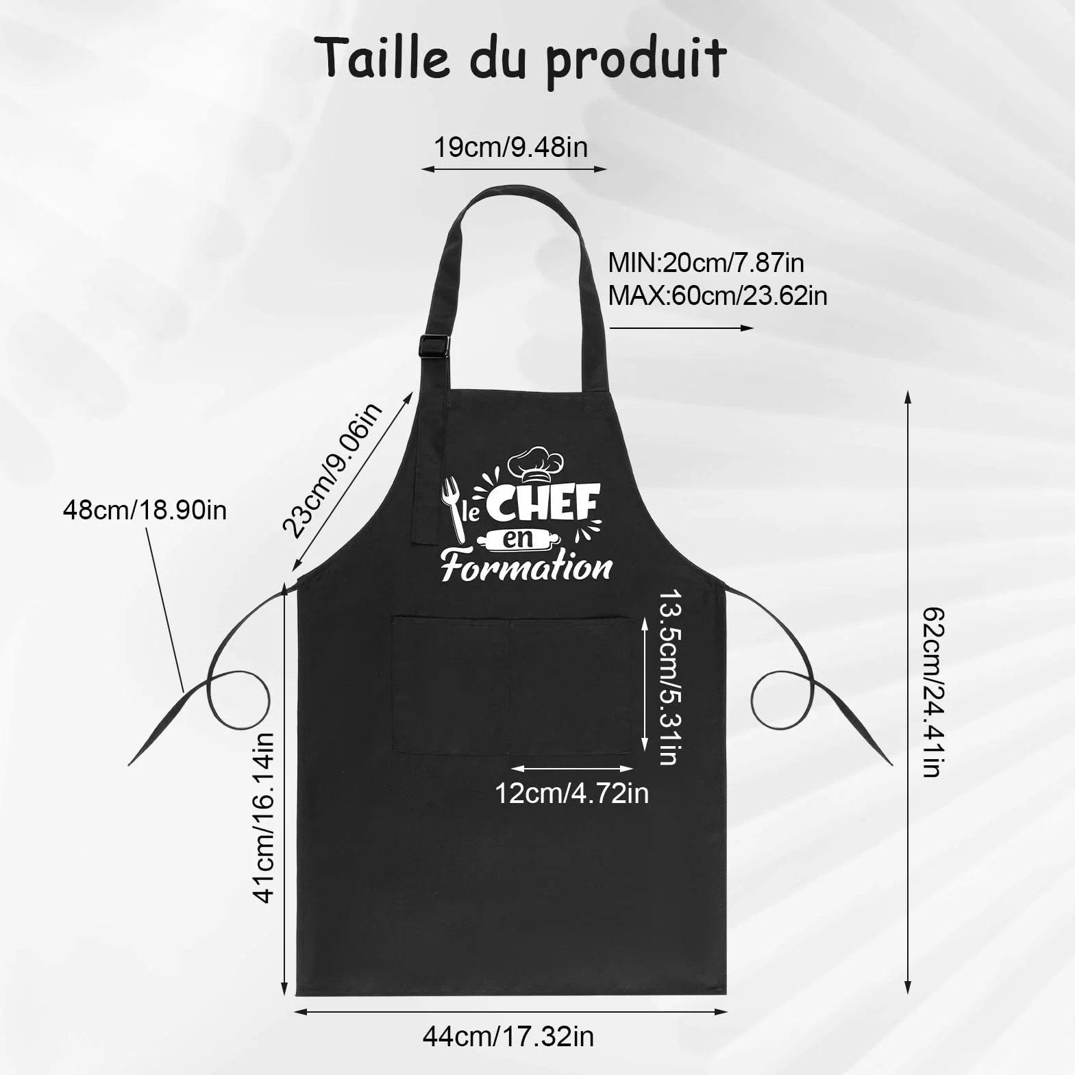 Tablier Cuisine Enfant Imperméable Réglable avec Poche pour Garçon Fille
