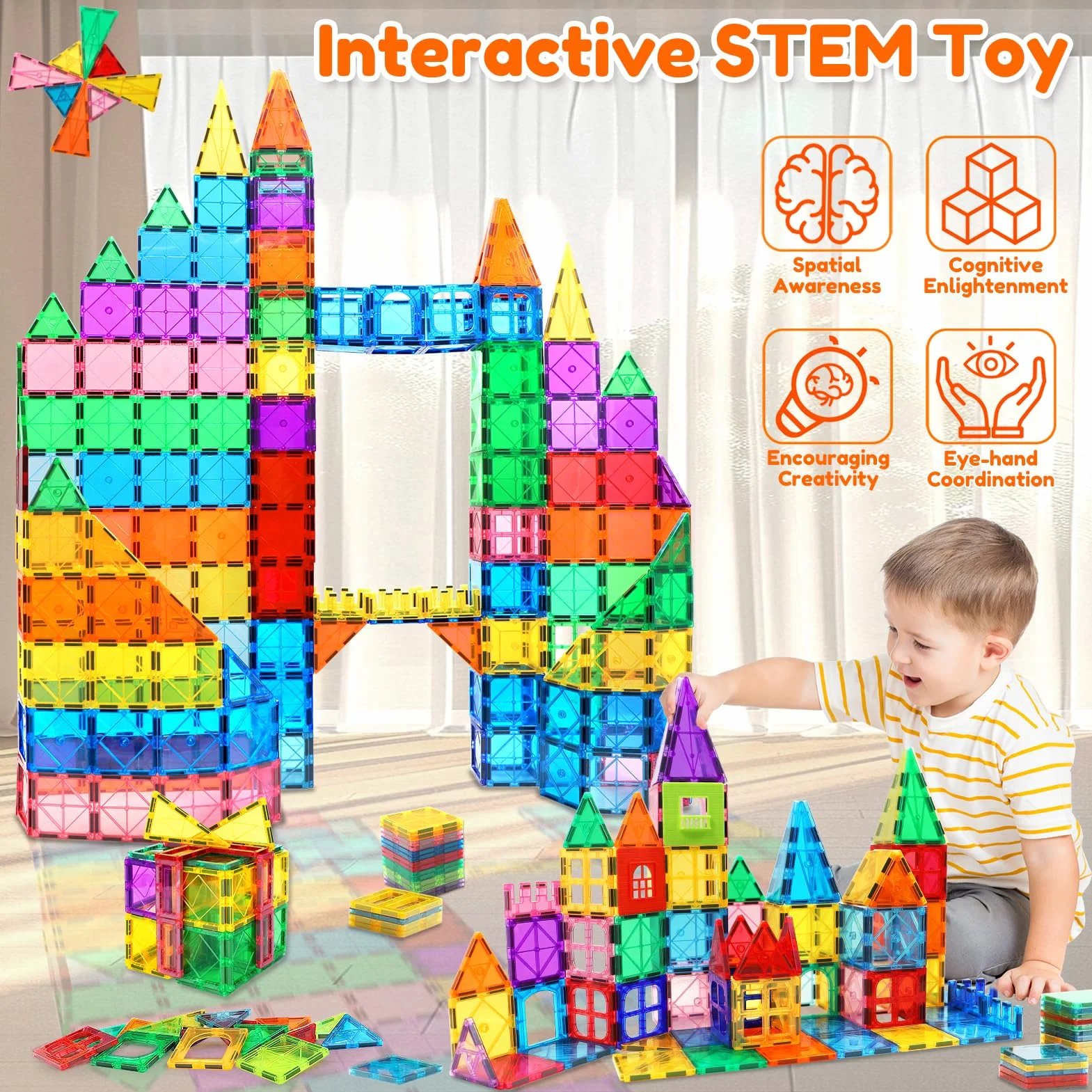 Blocs de Construction Magnétiques 100 Pièces Enfant 3-8 Ans Garçon Fille Jouet Cadeaux Noël