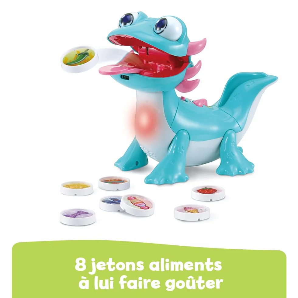VTech Zébulon Mon Compagnon Glouton Animal Interactif Axolotl Qui Parle Chante Mange et Réagit Jouet Éducatif Cadeau Enfant Dès 2 Ans