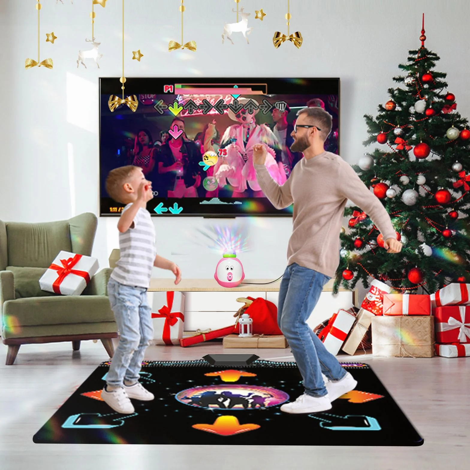 Tapis de danse électronique musical HD avec 2 contrôleurs, plus de 100 jeux et 200 chansons, pour enfants et adultes