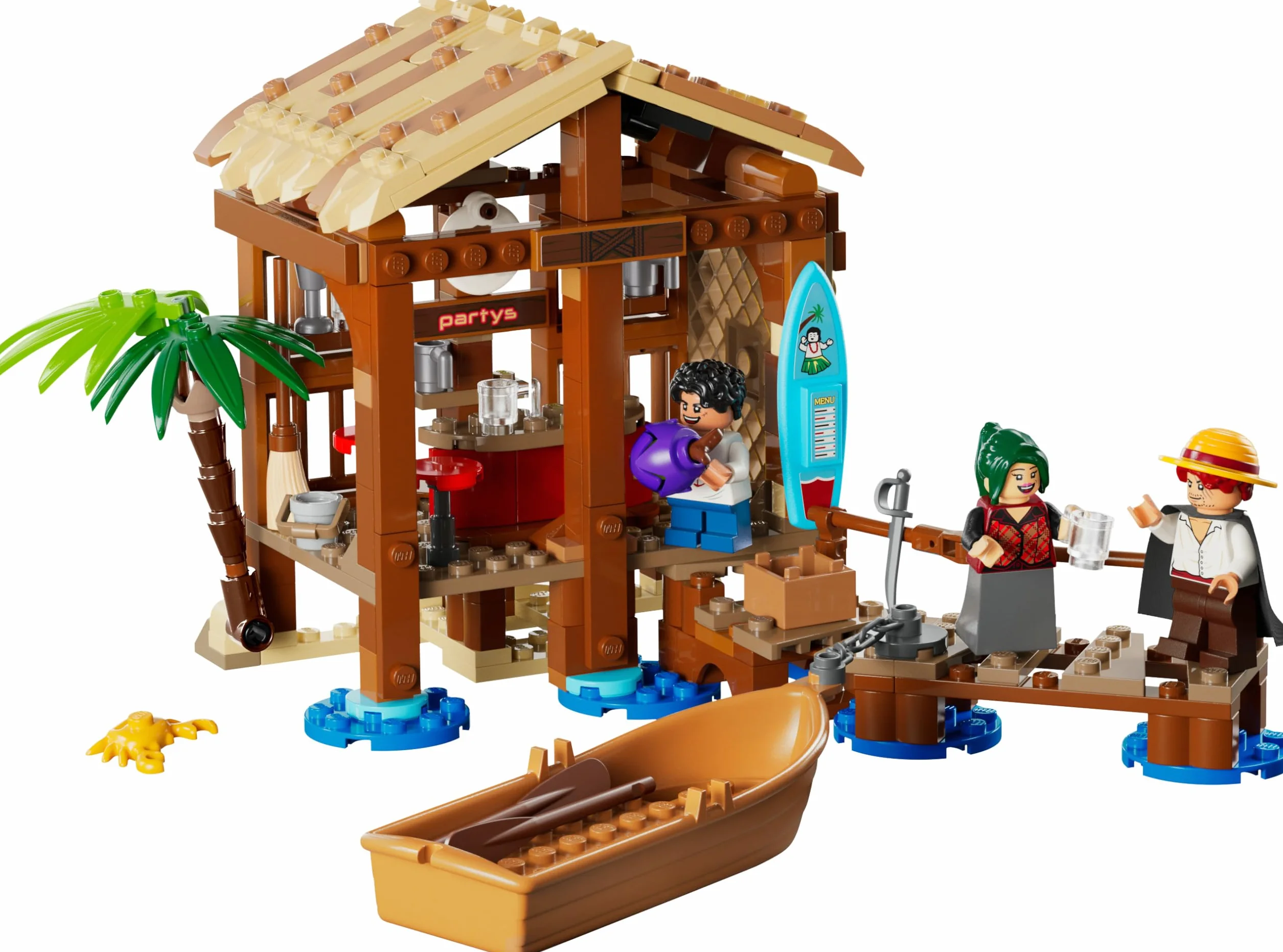 LEGO One Piece Le Bar du Village de Fuchsia Jouet Bateau Minifigurines Luffy Shanks Makino Accessoires Affiche Wanted Cadeau Anime 8 Ans 75636