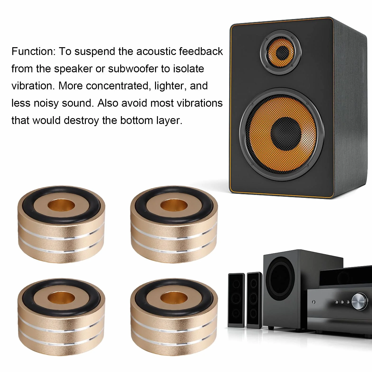 Pieds d'isolation de Haut-parleur en Aluminium 40 x 20 mm, Antidérapant pour Amplificateur DAC