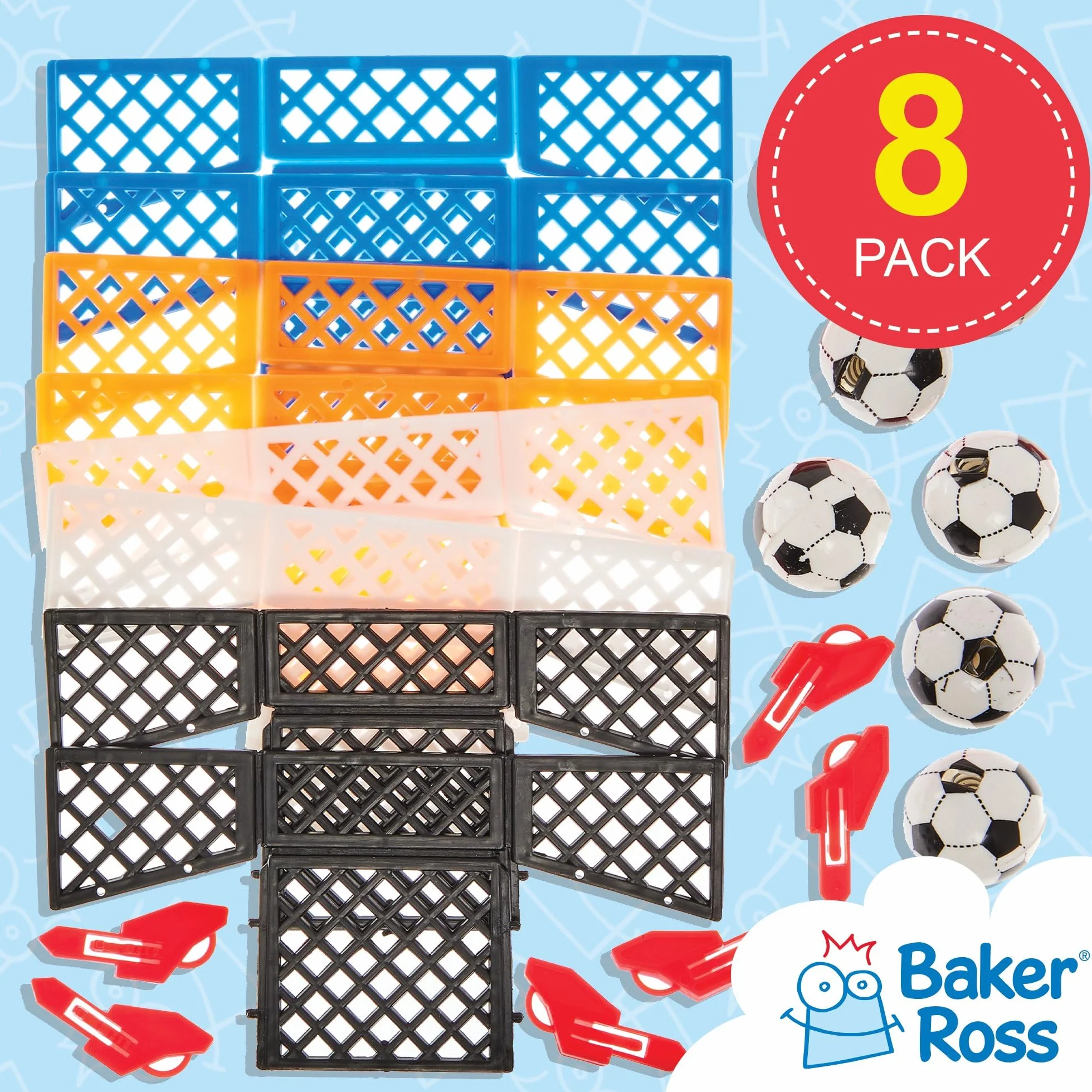 Baker Ross Buts de football paquet de 8 petits jouets pour sacs de fête