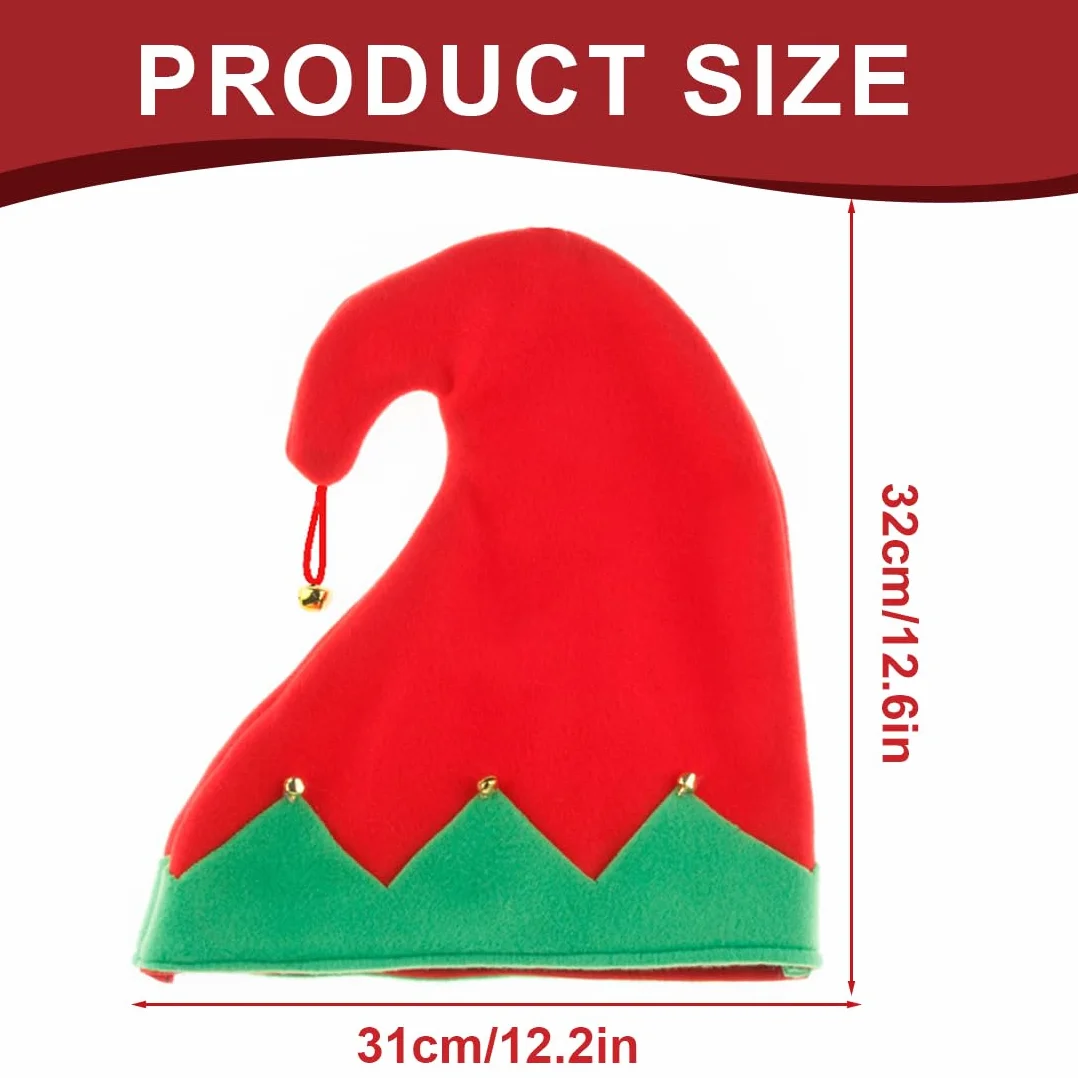 Bonnet Elfe Rouge et Vert Chapeau Lutin avec Grelots pour Cosplay Noël