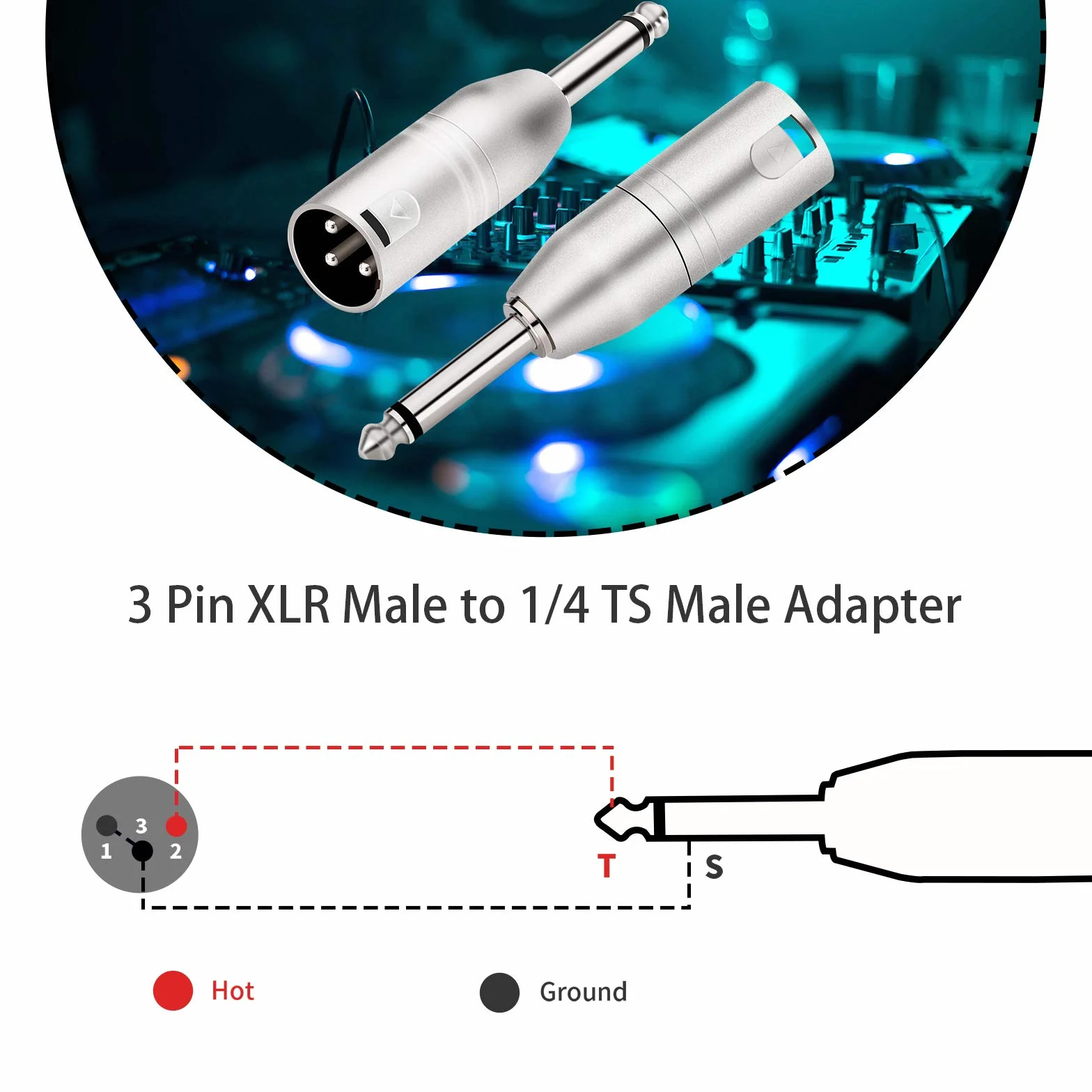 Tisino Adaptateur 6,35 mm TS mono vers XLR mâle - pack de 2