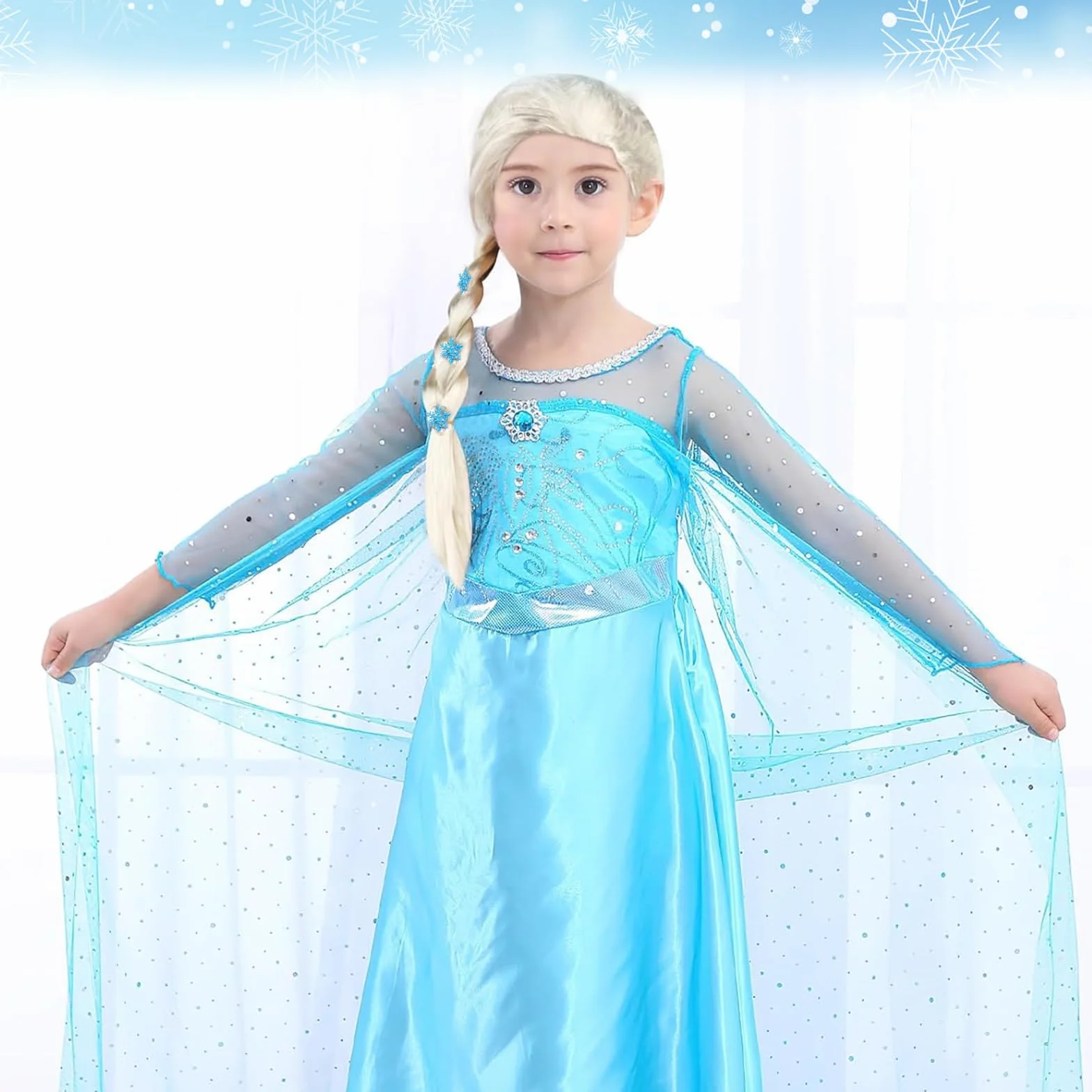 Perruque Reine des Neiges Princesse Elsa Blonde Enfant Fille Cosplay Carnaval Halloween