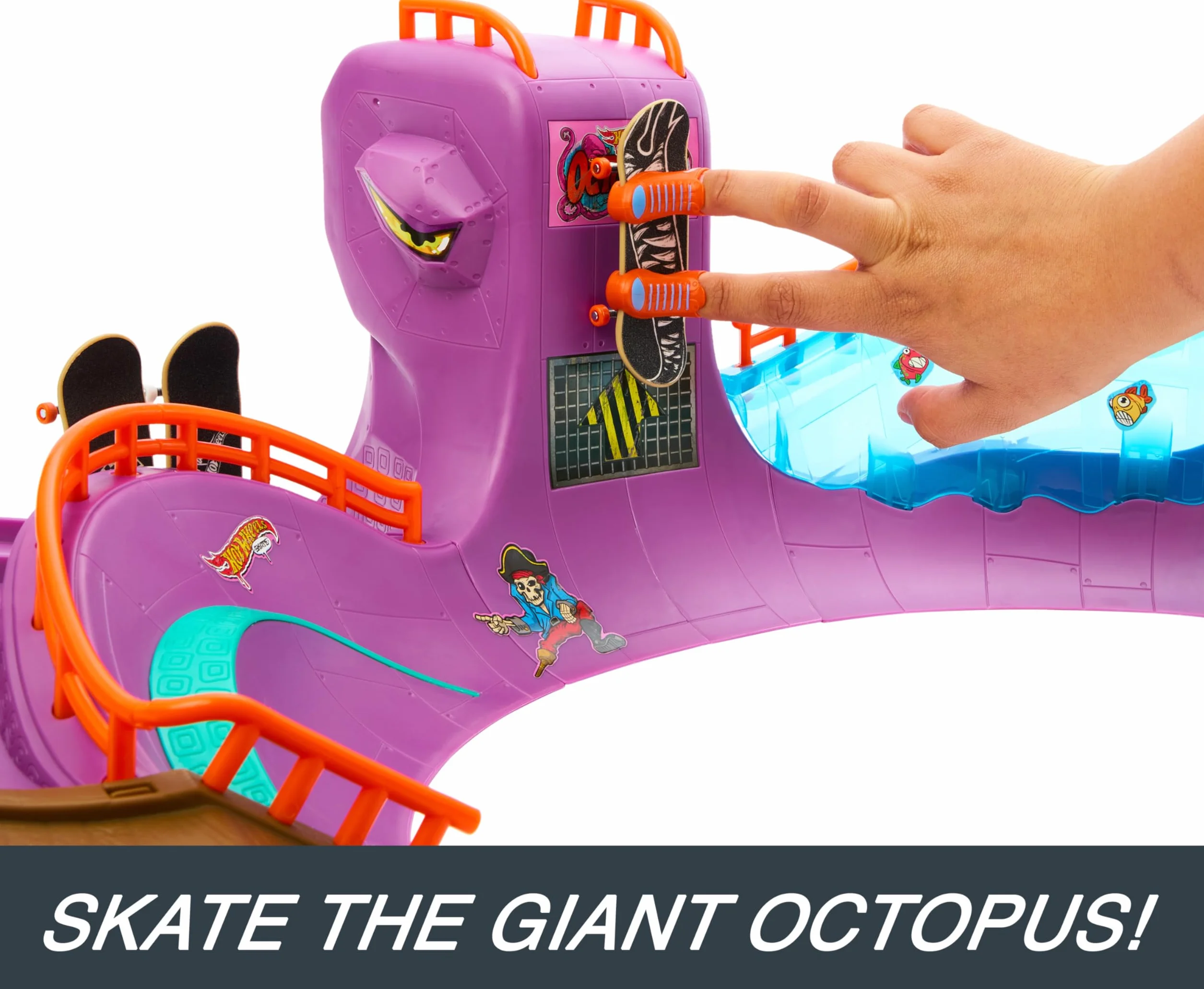 Hot Wheels Skatepark Octopus Coffret avec Fingerboard Exclusif Chaussures Amovibles Jouet Enfant 5 Ans HMK01