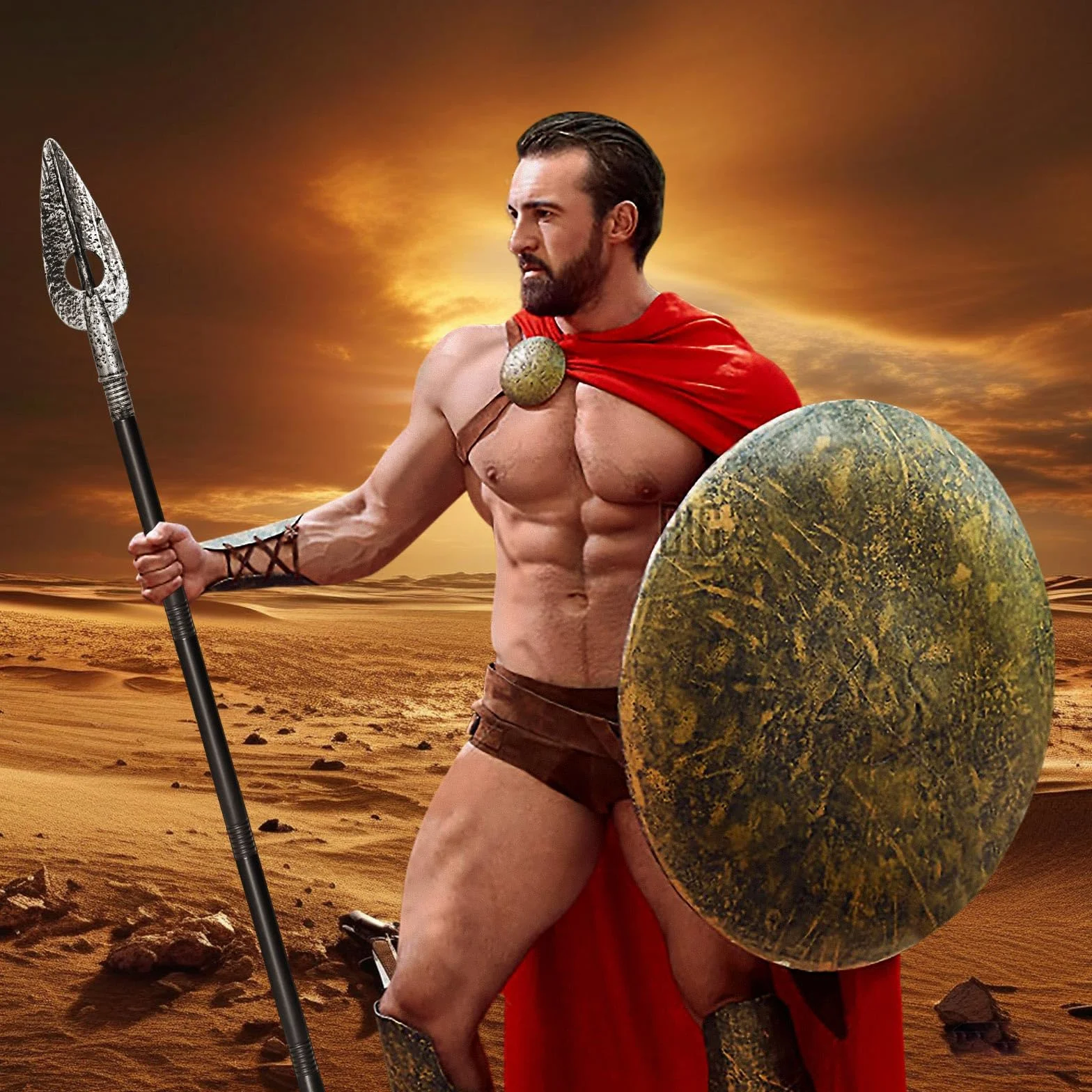 Costume de lance spartiate en plastique détachable pour adulte Halloween déguisement arme romaine