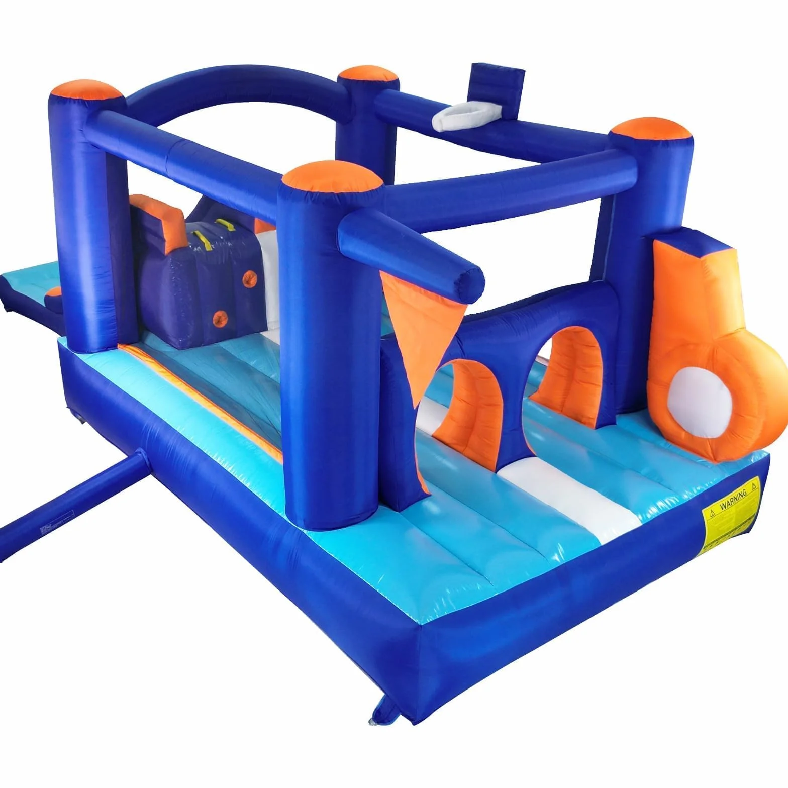 Château Gonflable 5.2x2.3x1.8m Double Toboggans Trampoline Tunnel Murs d'escalade 4 Enfants 3-10 Ans Intérieur Extérieur