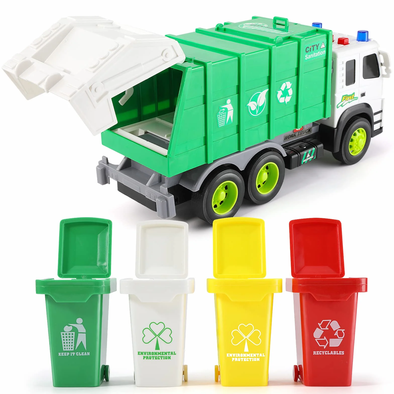 Camion Poubelle Jouets Éducatifs avec Lumière et Son, Voiture Cadeau Enfants 3-6 Ans