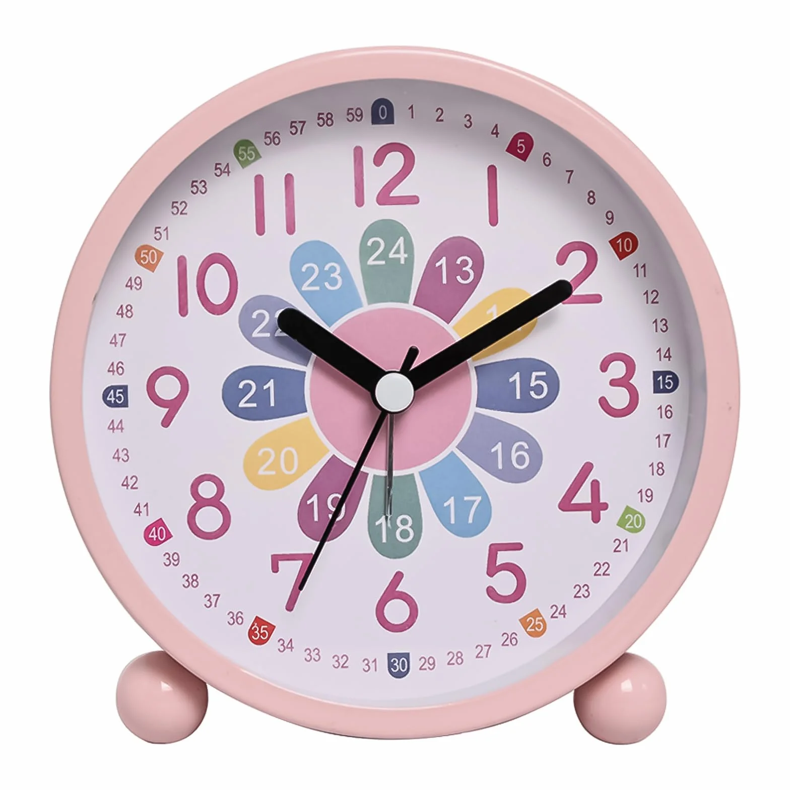 Réveil Numérique Enfants Sans Tic-Tac Éducatif Analogique Quartz Veilleuse Piles Rose
