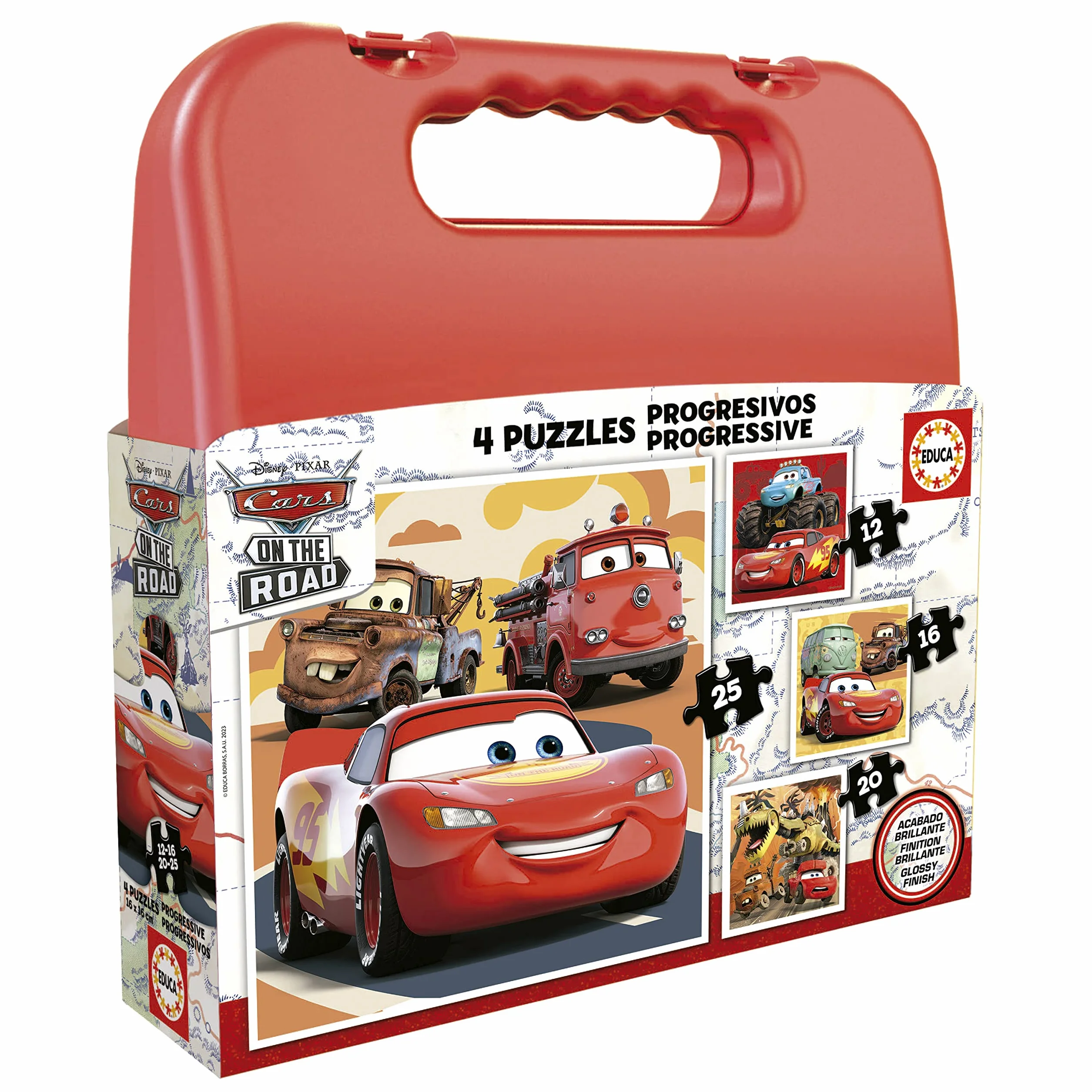 Educa Puzzles Cars Ensemble 4 puzzles progressifs 12-25 pièces Mallette +3 ans