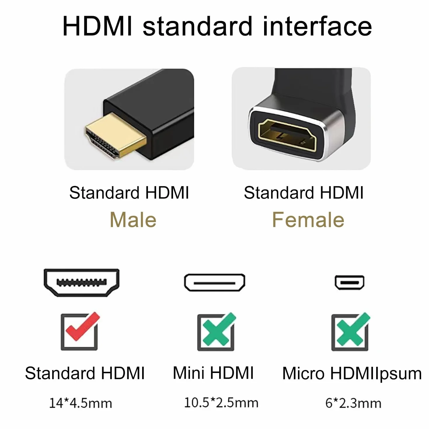 Adaptateur HDMI Coudé 8K 2.1, Rallonge HDMI Mâle Femelle Angle Droit 90° et 270° Plaqué Or
