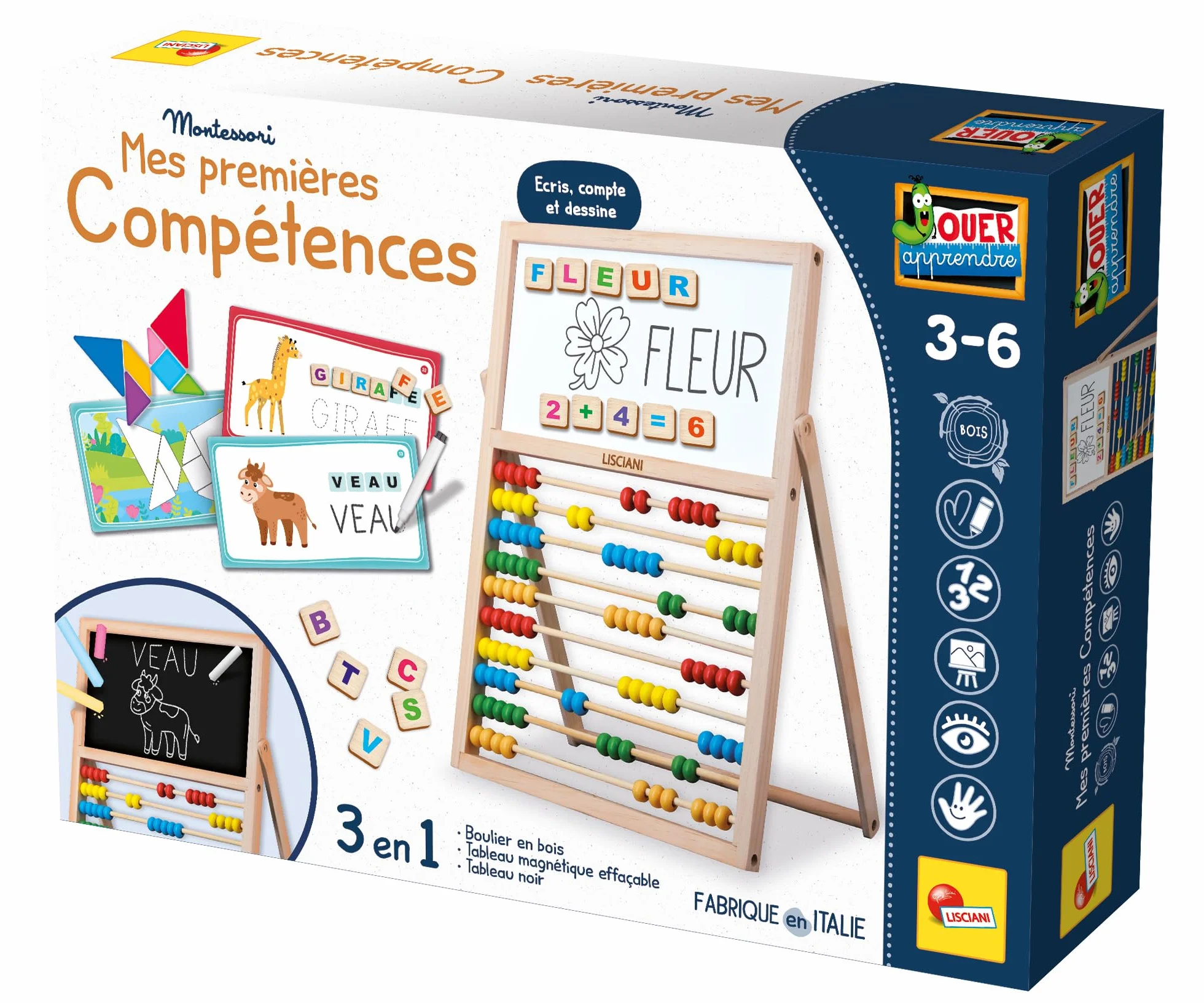 Lisciani Montessori Mes Premières Compétences Jeu Éducatif Enfants 3 Ans Apprendre Chiffres Lettres Tableau Magnétique Effaçable