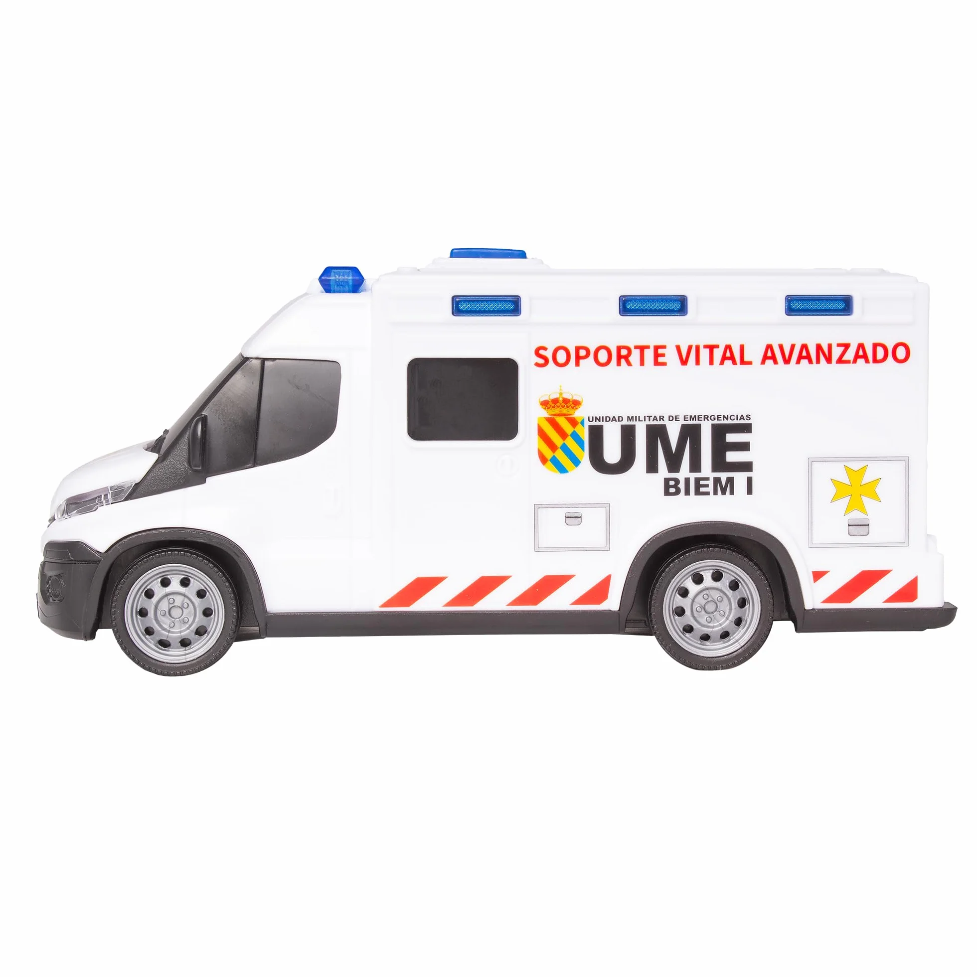 Dickie Toys Ambulance IVECO UME 18 cm Jouet lumière Son Roue Rotation Libre civière