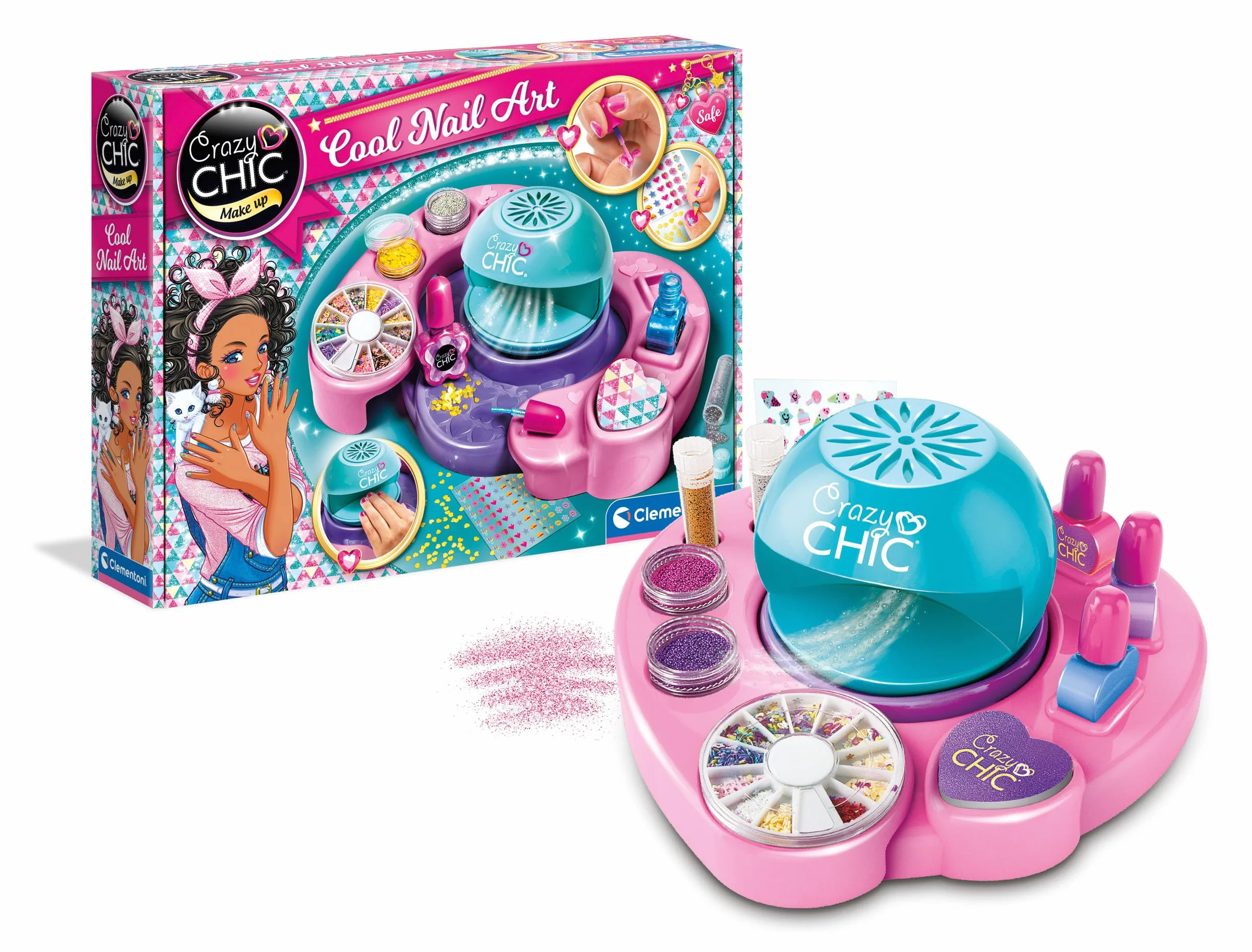 Crazy Chic Cool Nail Art Kit Manucure Séchoir Vernis Stickers 6 Ans+