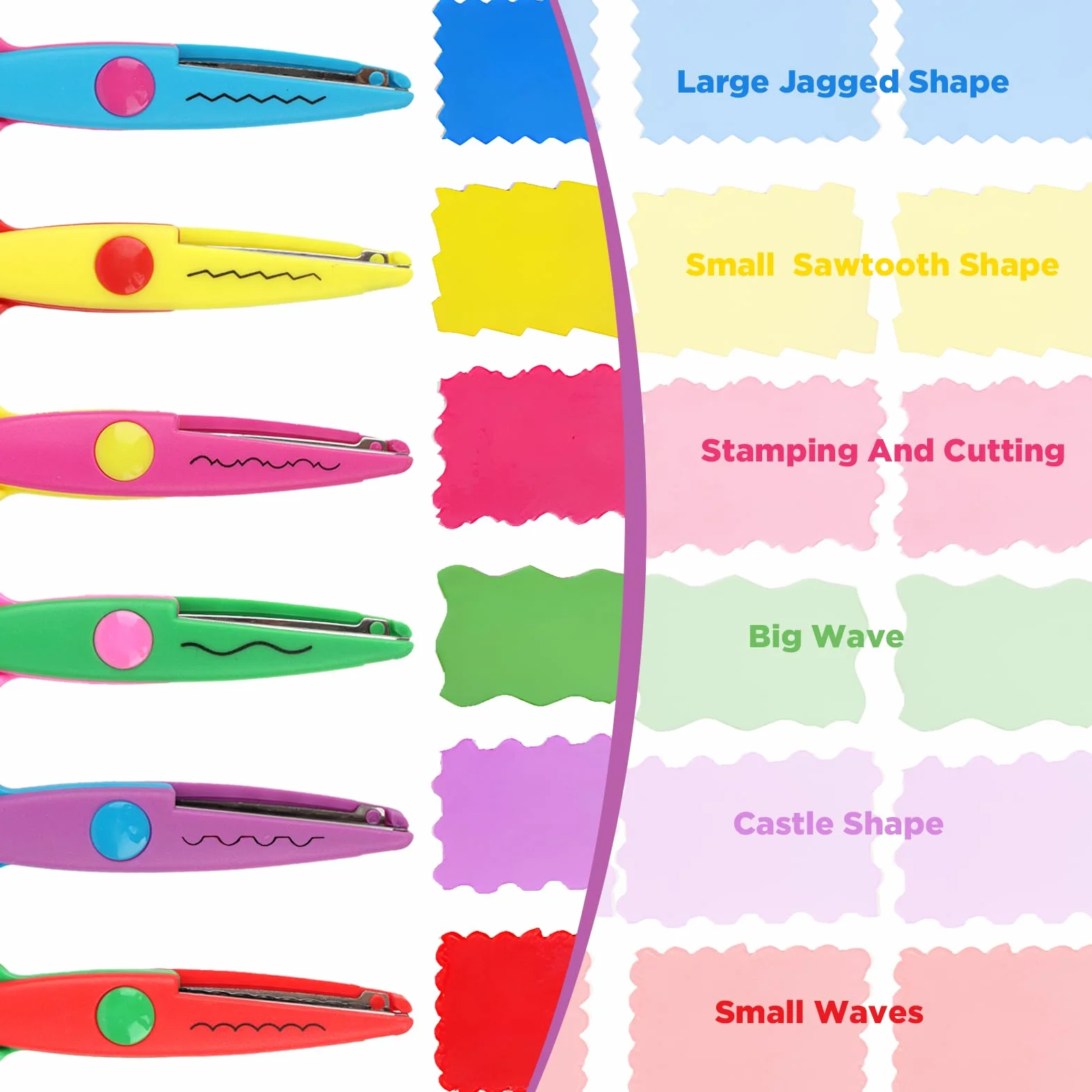 Ciseaux de Bricolage pour Enfants Lot de 6 avec Perforatrices, Formes de Coupe, Sécurité Crèche DIY