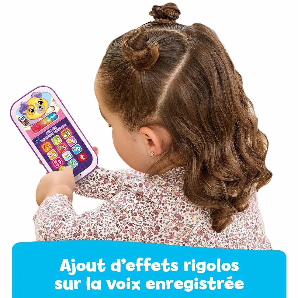 VTech Allô Bébé Messages Magiques Rose Premier Téléphone Interactif Parlant Musical Enregistreur Vocal Changeur de Voix Effets Lumineux Cadeau Bébé 9 Mois Français