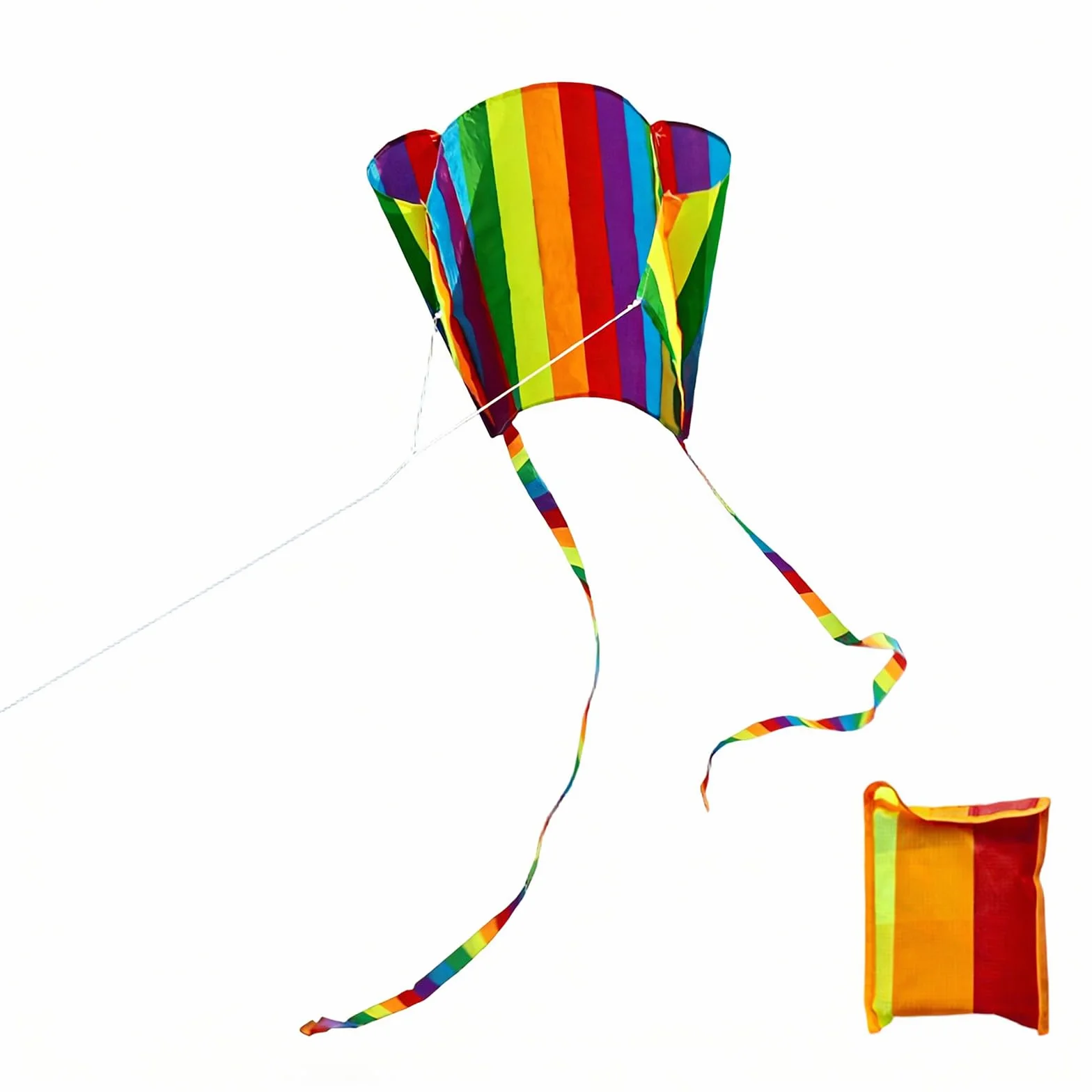 Cerf-Volant Monofil Coloré Arc-en-Ciel avec Longue Queue pour Plage et Parc