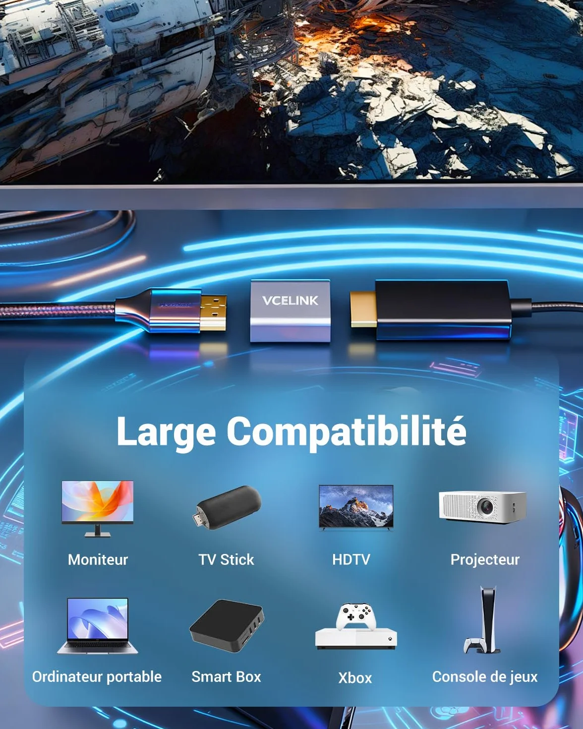 VCELINK Adaptateur HDMI 8K 2.1 Coupleur Rallonge Femelle Femelle Plaqué Or 8K @60Hz 4K HDR Lot de 2