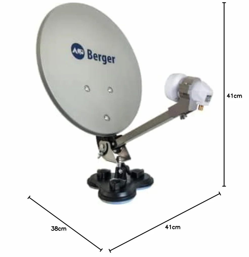 BERGER Installation Satellite Mobile Set Complet LNB Simple Antenne Camping Car