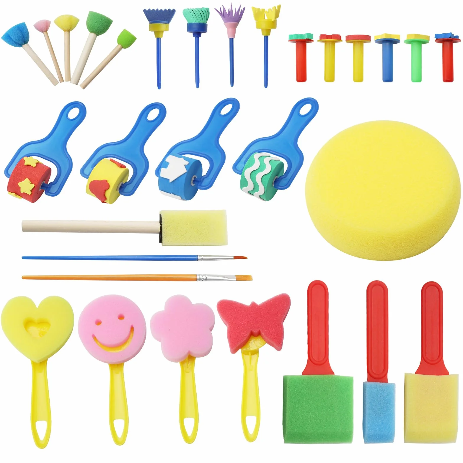 APOMOONS Kit Pinceau Éponge 30 Pièces, Peinture Enfant Set Bricolage Artisanat