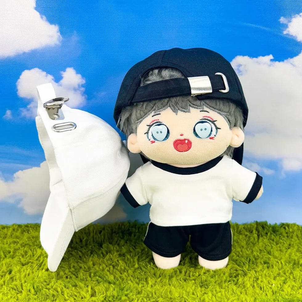 Casquette de baseball en peluche pour poupée 20 cm blanc
