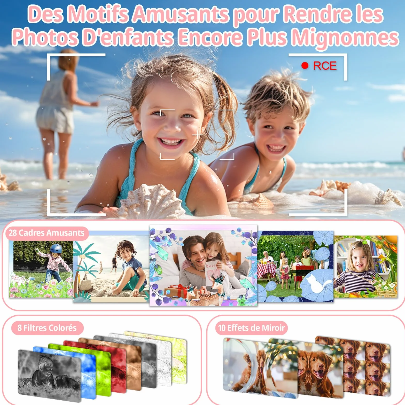 Appareil Photo Numérique Enfant 2,0" 1080p 32 Go Carte SD Selfie Rechargeable Caméscope Jouet Licorne