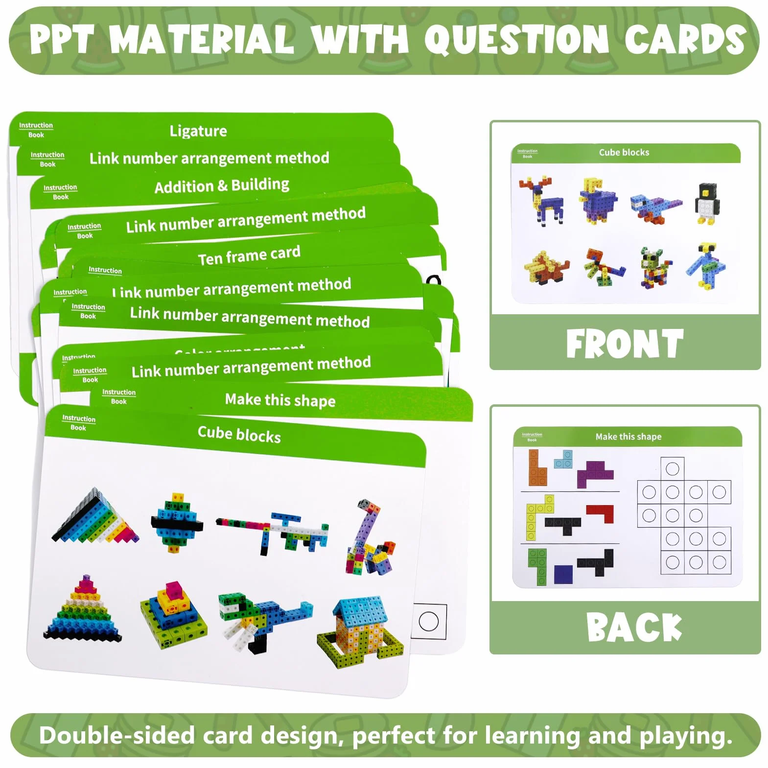 Jeu de 100 Cube Activity Kit, Math Cubes, Cubes pour Compter, Mathematics Enlightenment Toy Blocks, avec 18 Cartes de Questions, Partir de 3 Ans