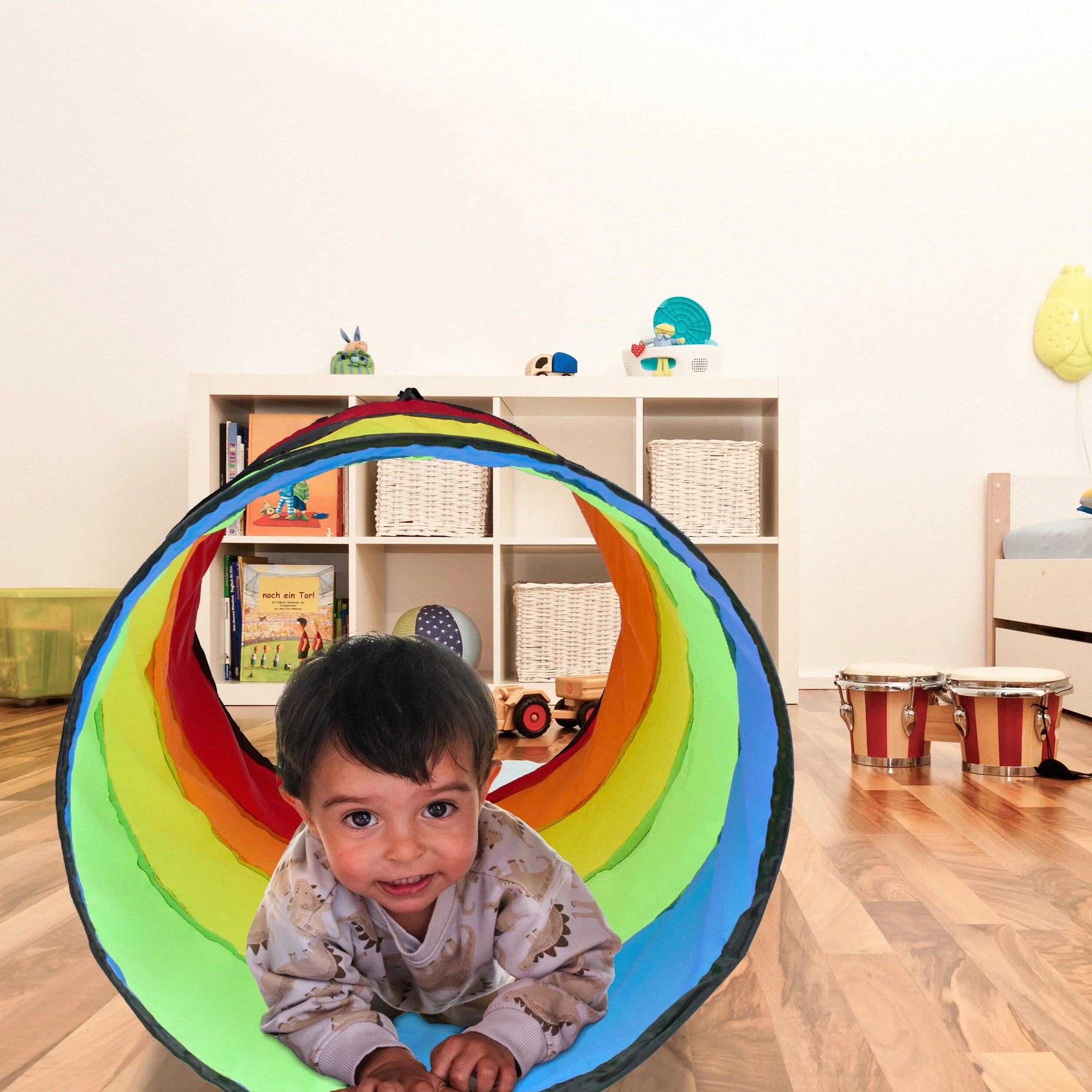 Relaxdays Tunnel de Jeu pour Enfants 180 x Ø 46 cm Pop-up Polyester coloré