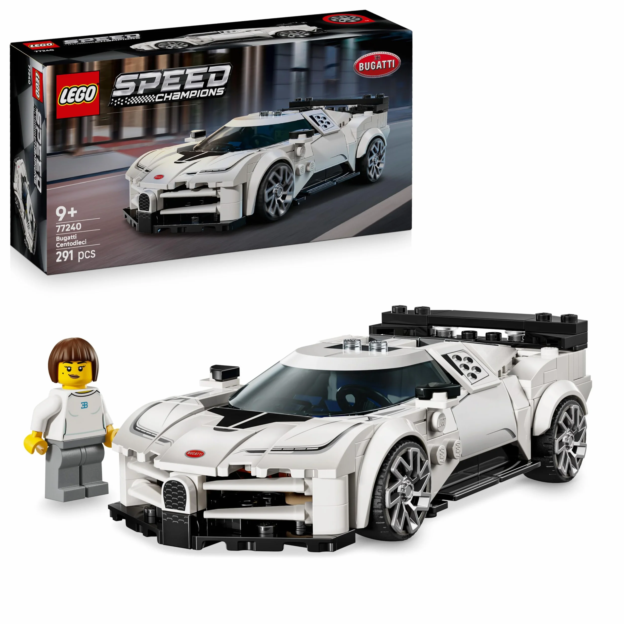 LEGO Speed Champions Bugatti Centodieci Hypercar Voiture de Sport Maquette Minifigurine Pilote 77240