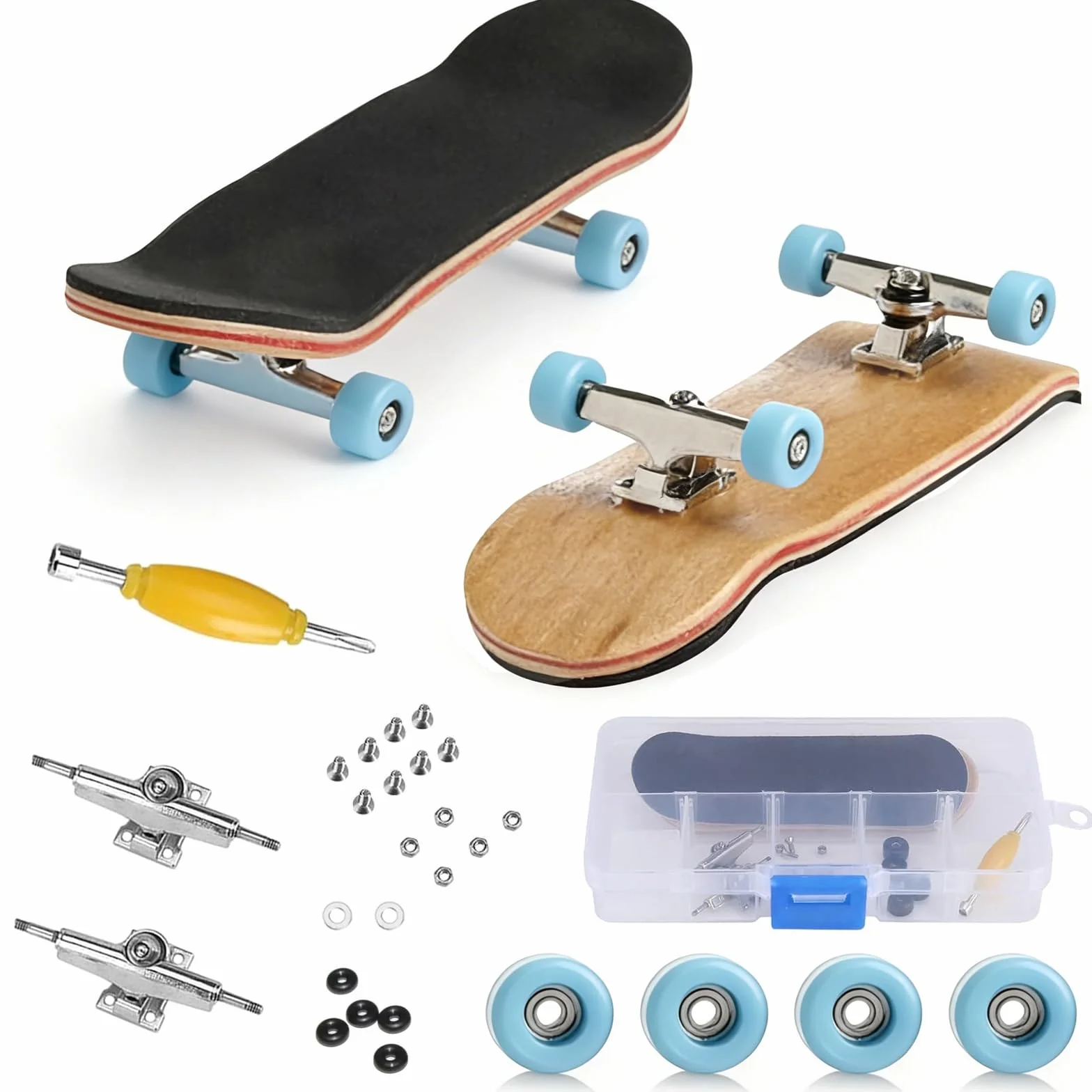 Complet Érable en Bois Pont Finger Skate DIY Mini Skate Doigt 5 Étages Monter Soi Même Fingerboard