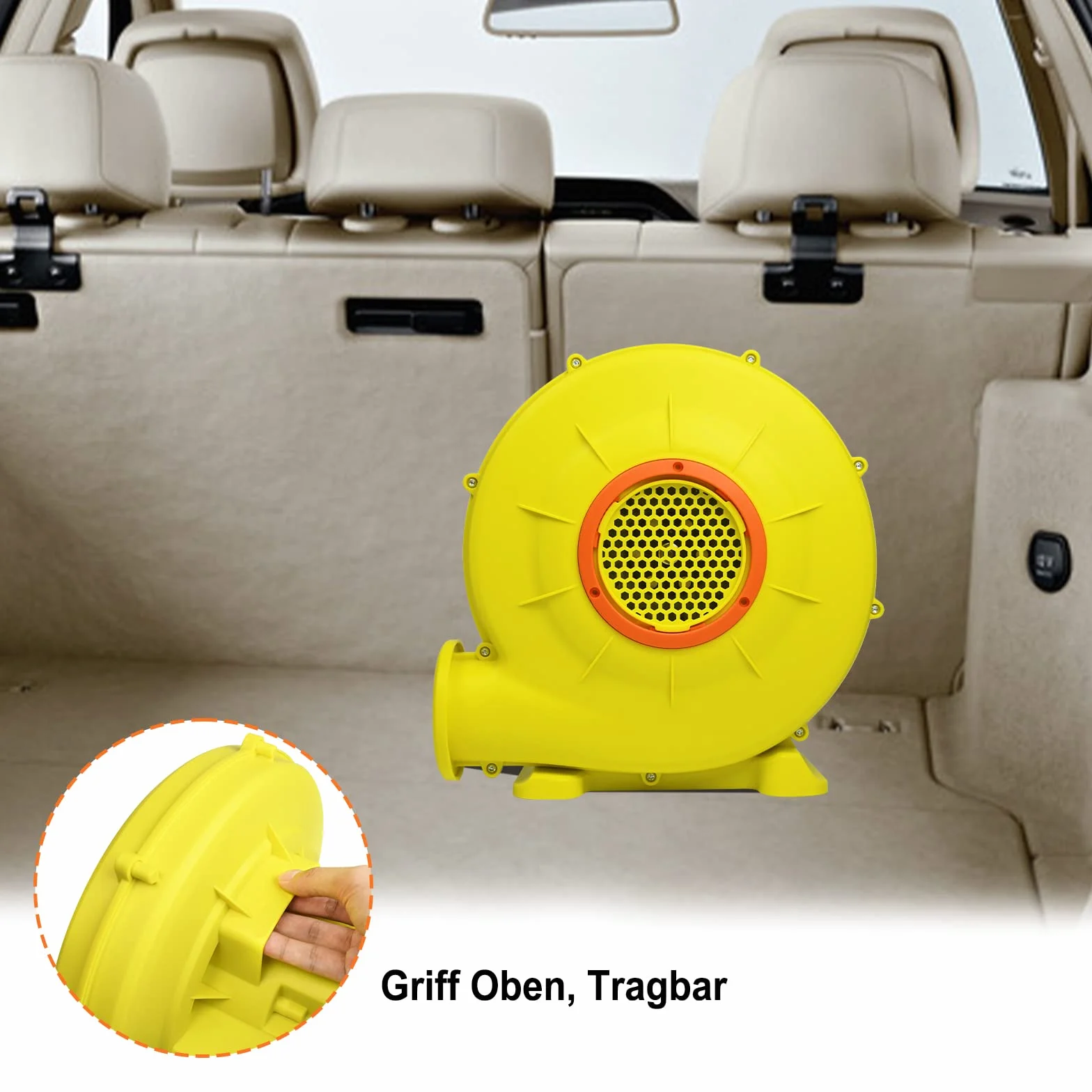 Pompe Air Electrique Souffleur d'air 350W pour Château Gonflable, Portable avec Poignée, Jaune