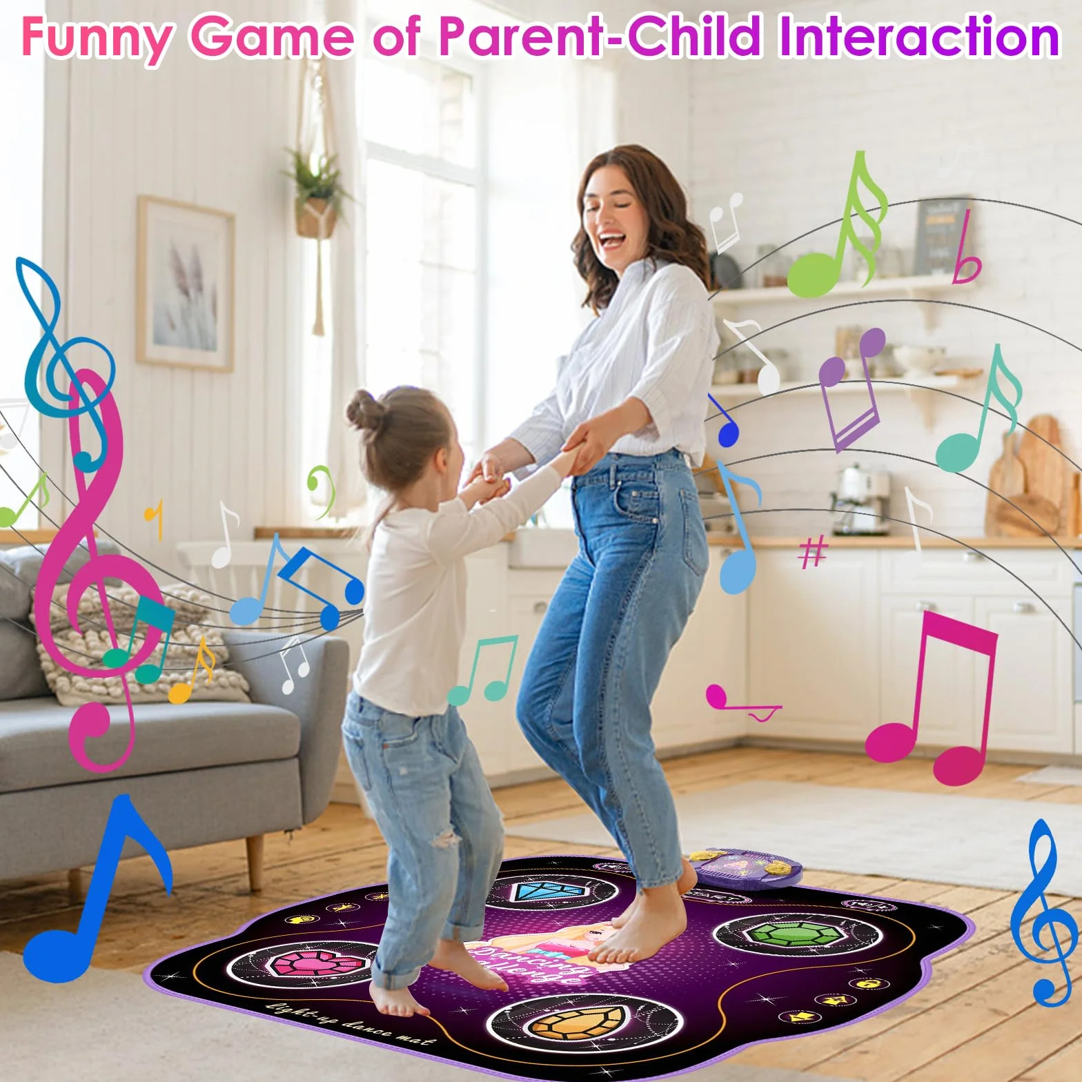 ZWOOS Tapis de Danse Enfant 3-12 Ans Éclairé Bluetooth Musical Cadeau Fille Noël Anniversaire