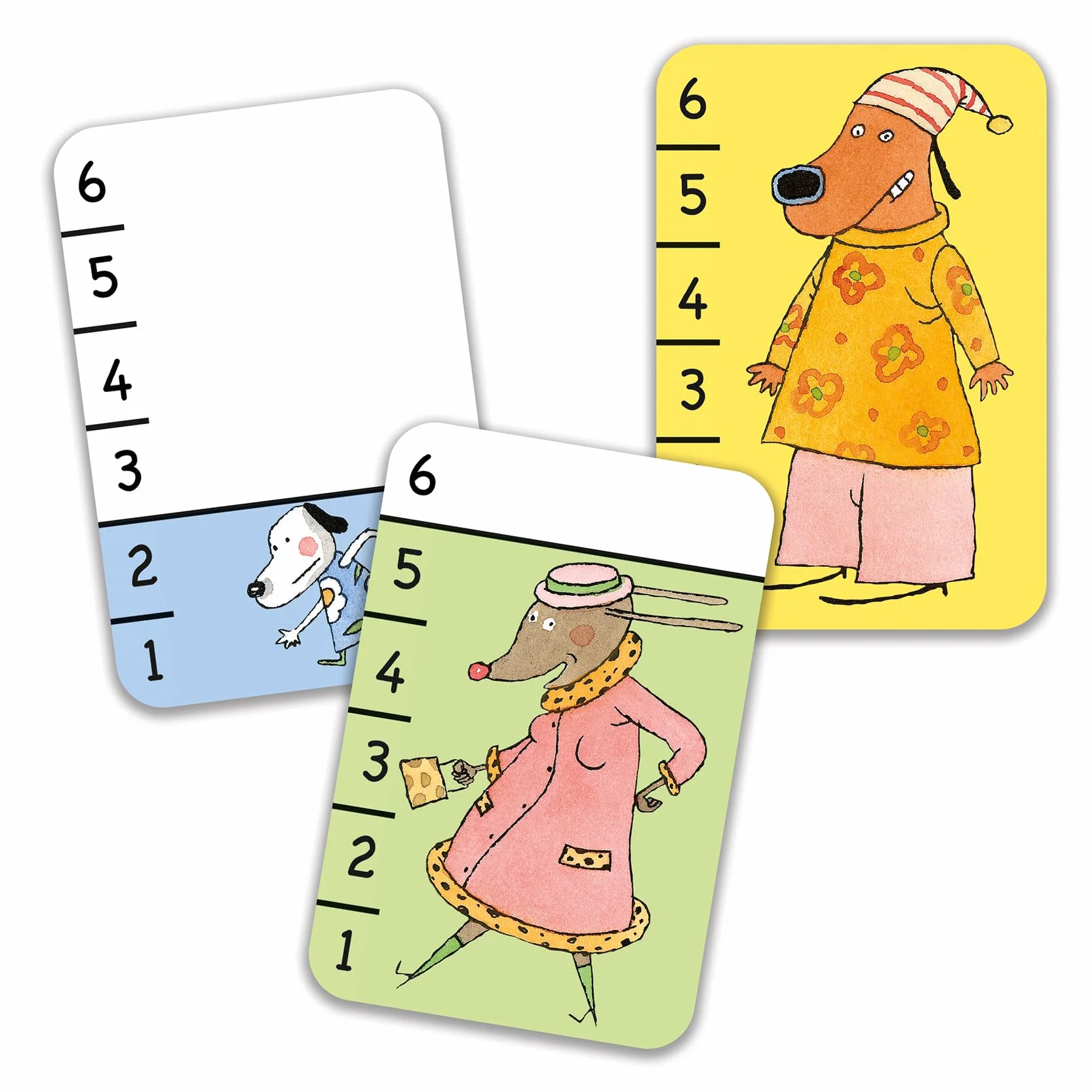 DJECO Batawaf Jeu de 36 Cartes - Apprentissage des Jeux de Cartes pour Enfants 3-6 ans - Compare la Taille des Chiens - 2 à 4 Joueurs