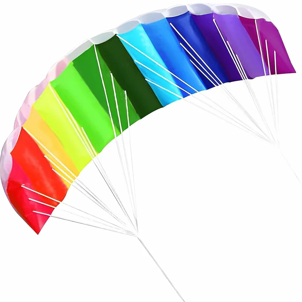 Cerf-volant arc-en-ciel 1,4 m avec corde 30 m pour enfants adultes acrobatie extérieur