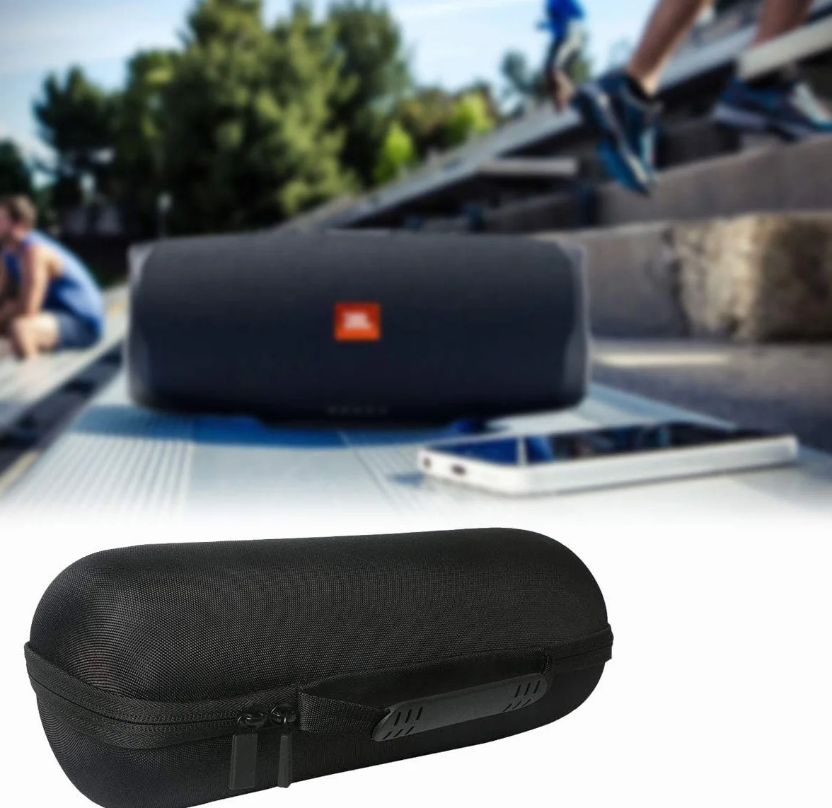 co2CREA Dur Étui de Voyage Rigide Housse Cas pour JBL Charge 4 / JBL Charge 5 Enceinte Bluetooth Portable Noir