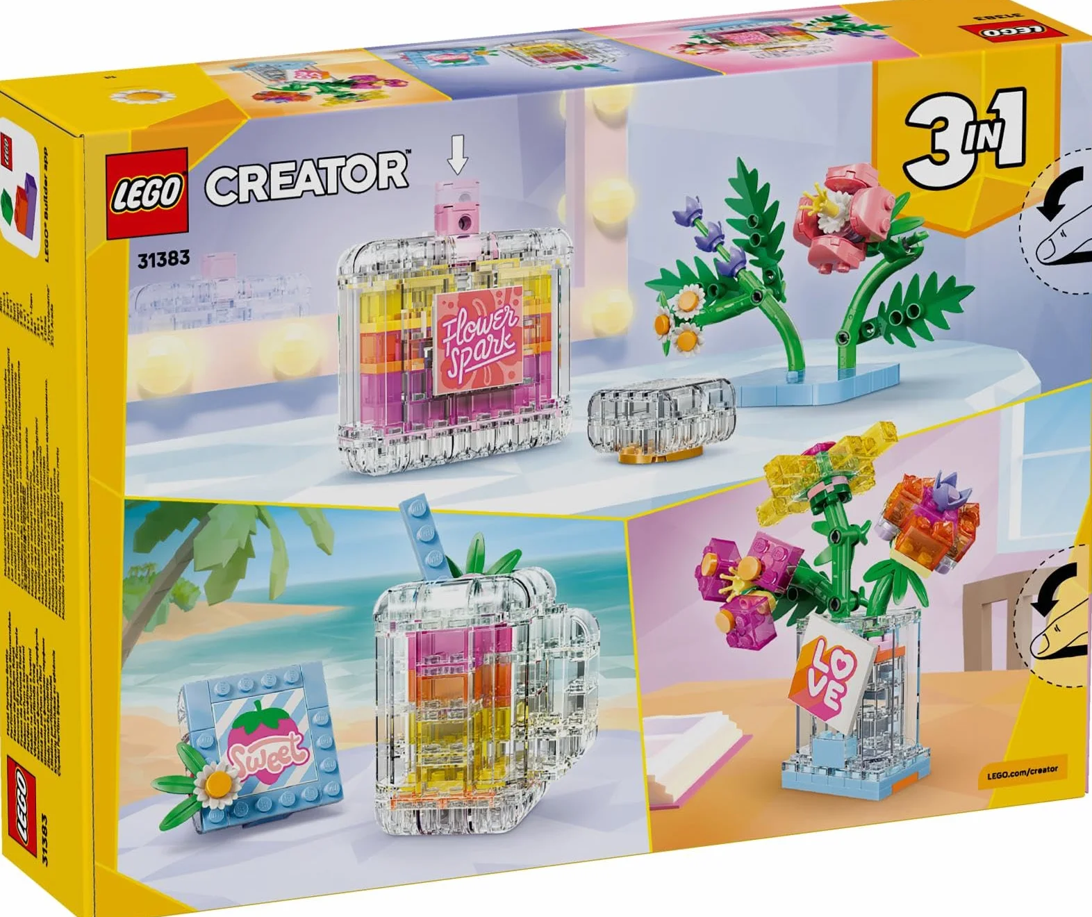 LEGO Creator 3-en-1 Flacon de Parfum au Décor Floral 31383 - Jouet de Construction Transformable en Vase ou Smoothie pour Enfants dès 8 Ans