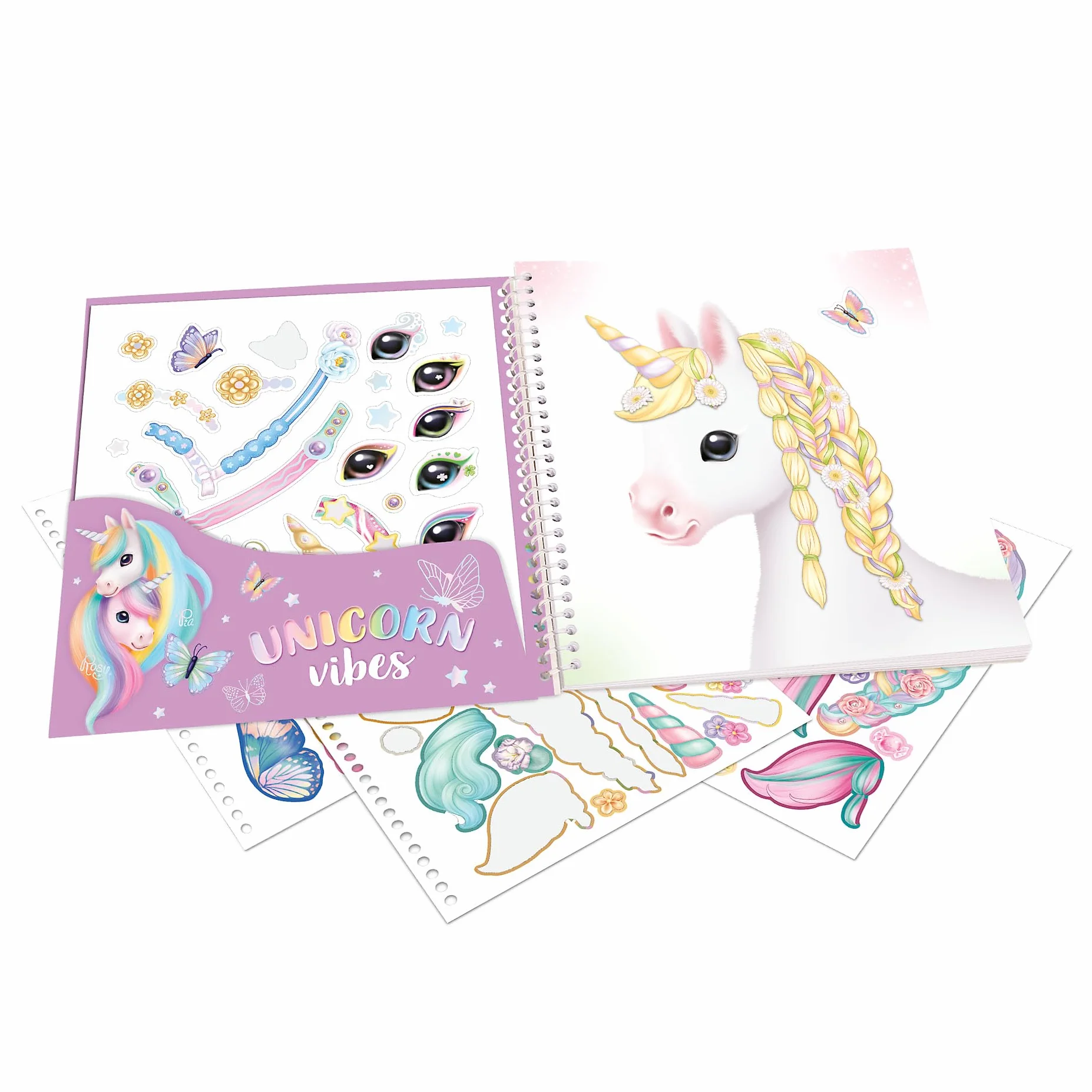 Depesche Ylvi Create Your Special Unicorn Livre d'autocollants Dress Me Up 24 Pages Motifs Licorne 11 Pages Autocollants Accessoires