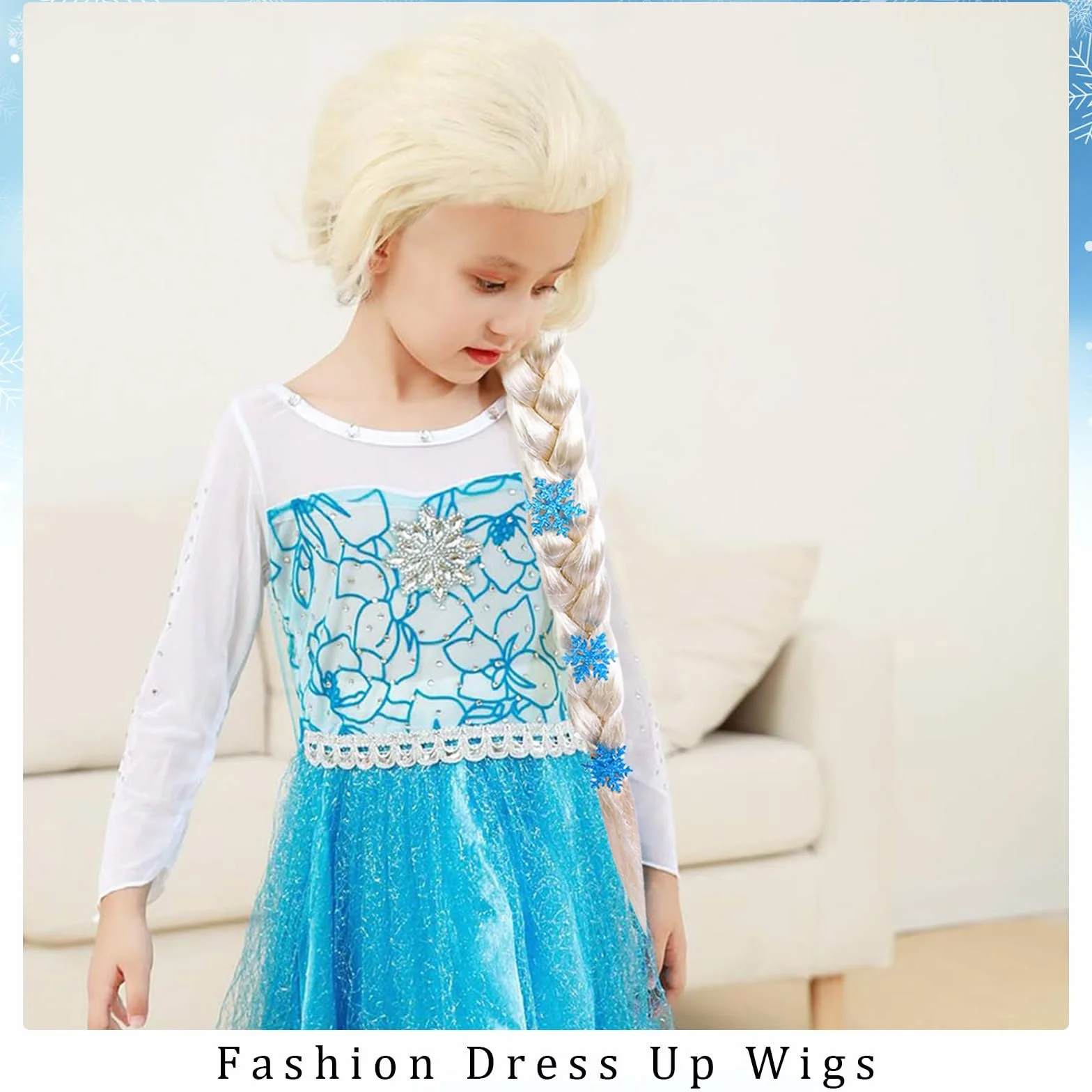 Perruque Reine des Neiges Princesse Elsa Blonde Enfant Fille Cosplay Carnaval Halloween