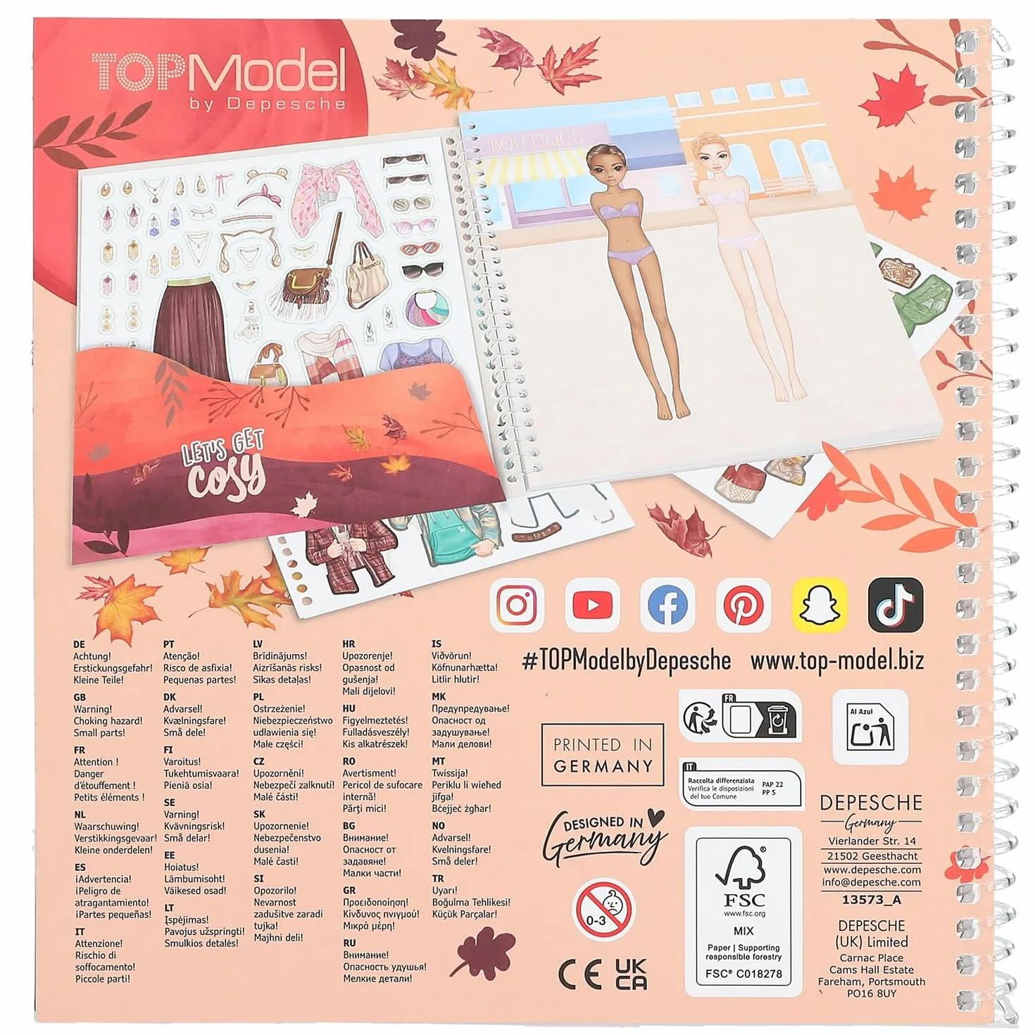 Depesche TOPModel Cosy Livre d'autocollants 24 pages 11 feuilles stickers tenues