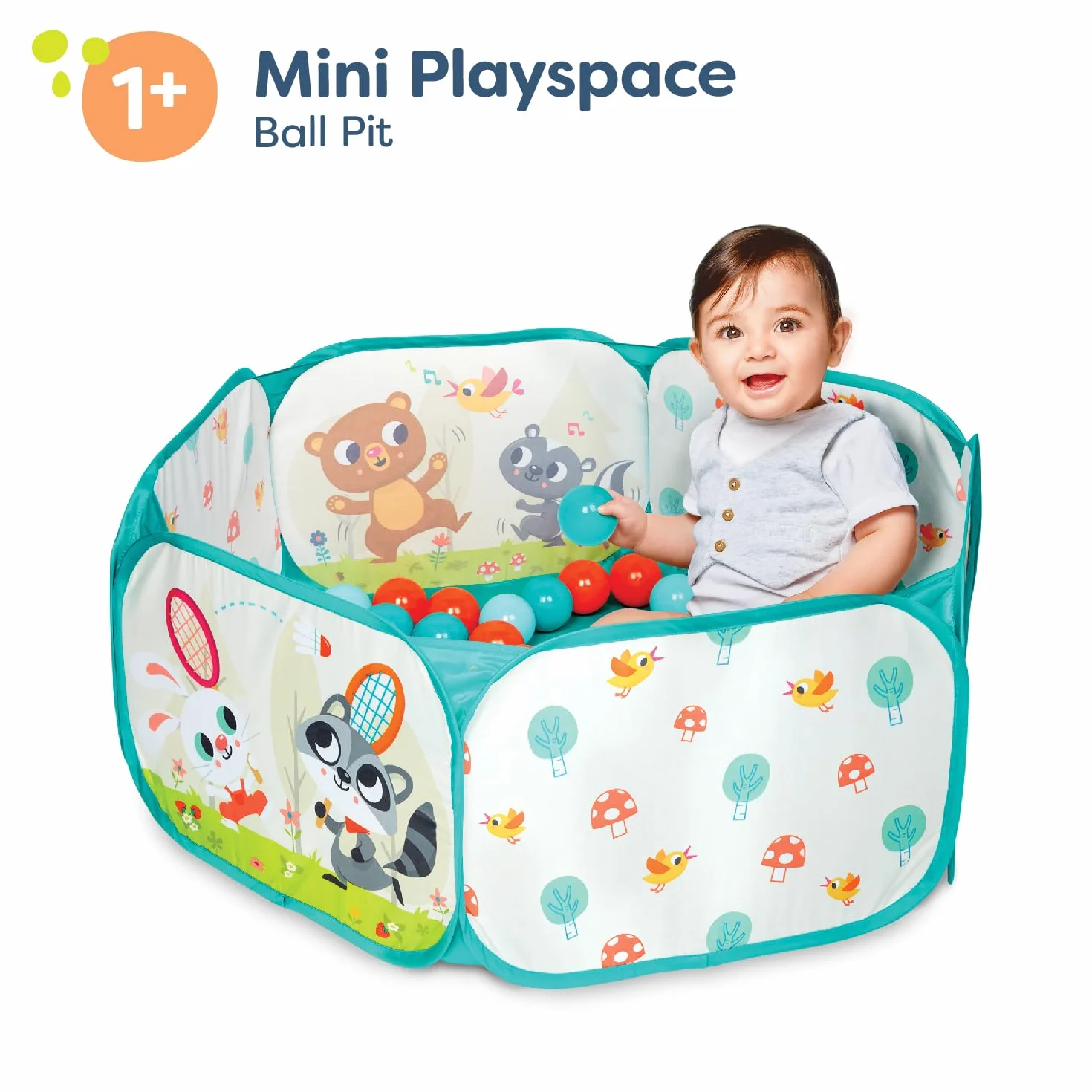 B. Toys Mini Espace de Jeu Fosse à Balles 42 Boules Colorées Pliable Portable Jeu Actif Enfants 1 an+