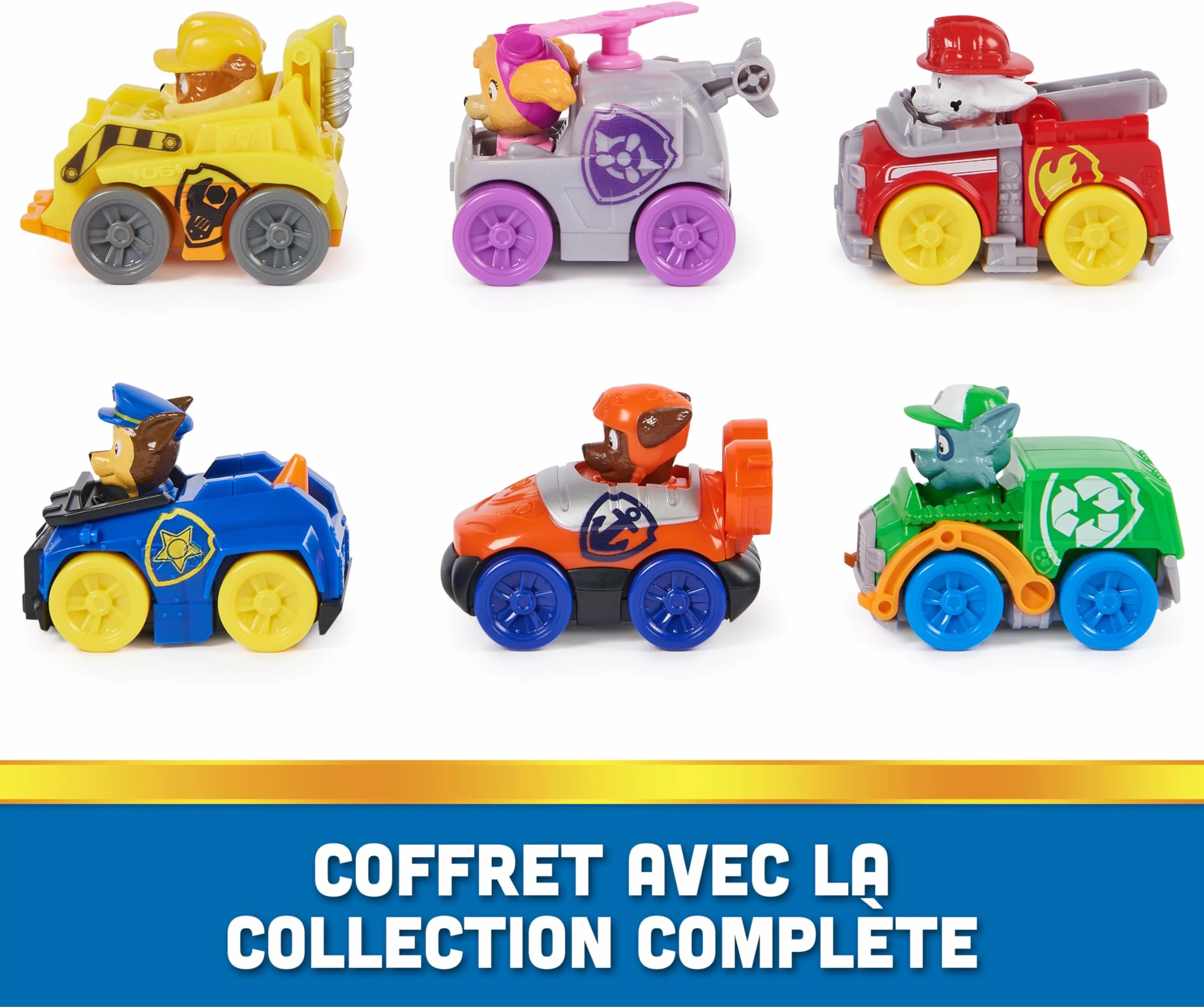 Paw Patrol Pat Patrouille Coffret Cadeau 6 Racers Pup Squad Voiture Figurine À Collectionner Jouet Enfant 3 Ans Et +