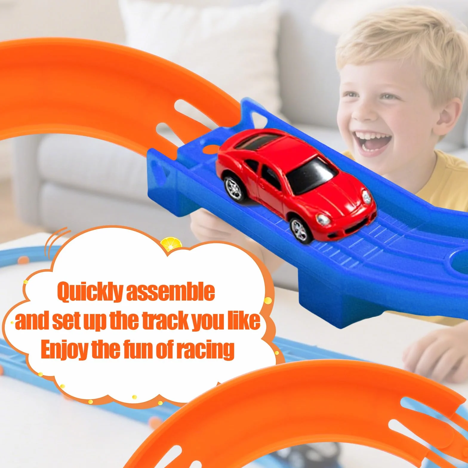 Hot Wheels Pièces de Piste Courbes 90 Degrés Kit Construction Rails Orange