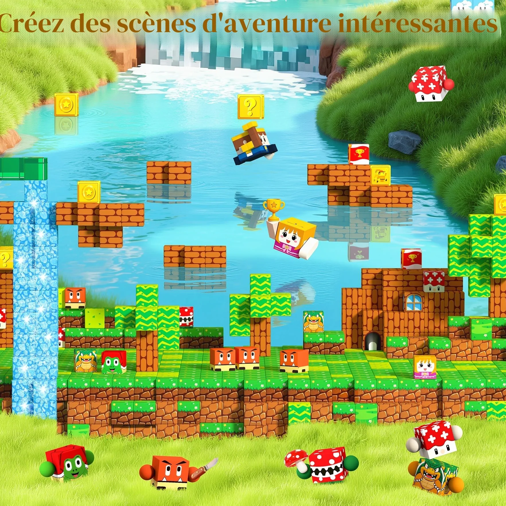 Bloc de Construction Magnétique 150 Pièces Cube Magnétique Enfant 3-10 Ans
