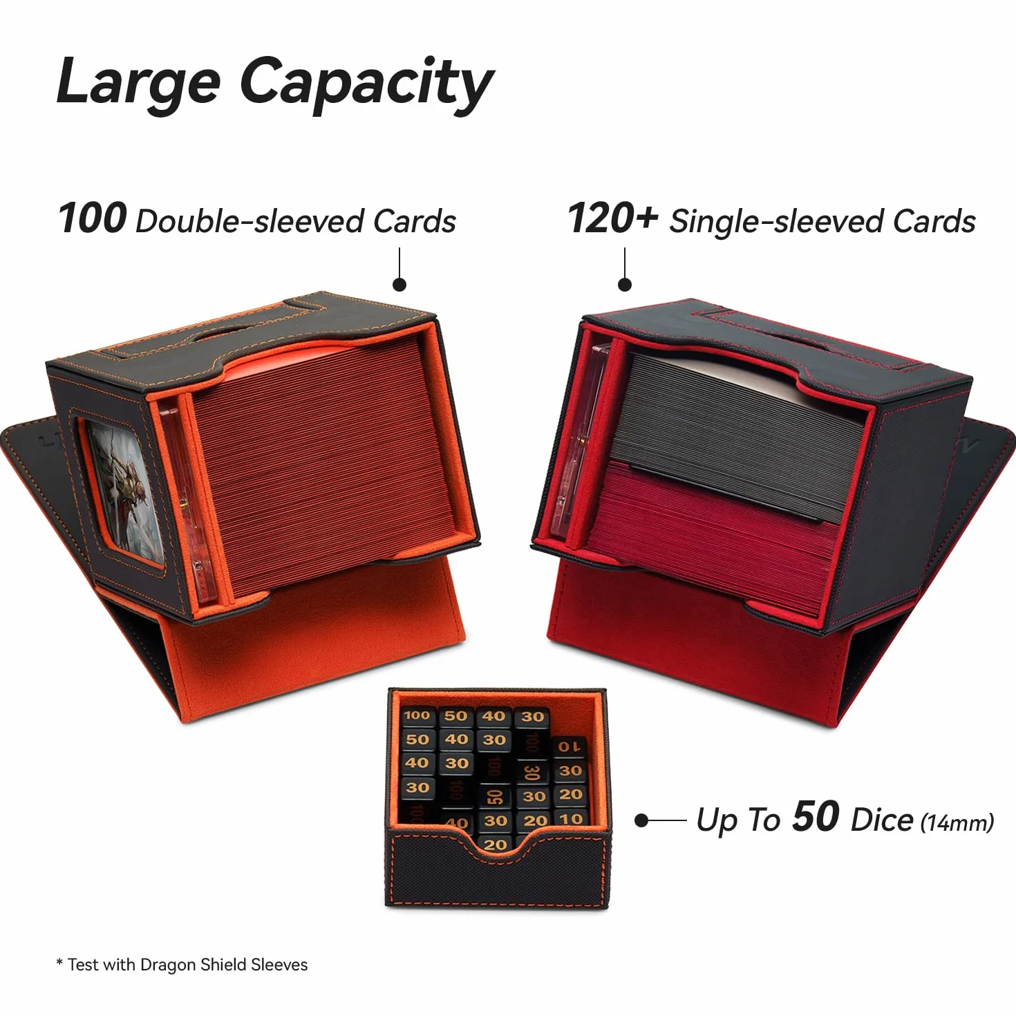 Mage Tech Boîte pour Decks Commander MTG - Conception Brevetée, Affichage Commander, 100 Cartes Double-Sleeve, Porte-Carte Magnétique 35pt - Noir/Rouge