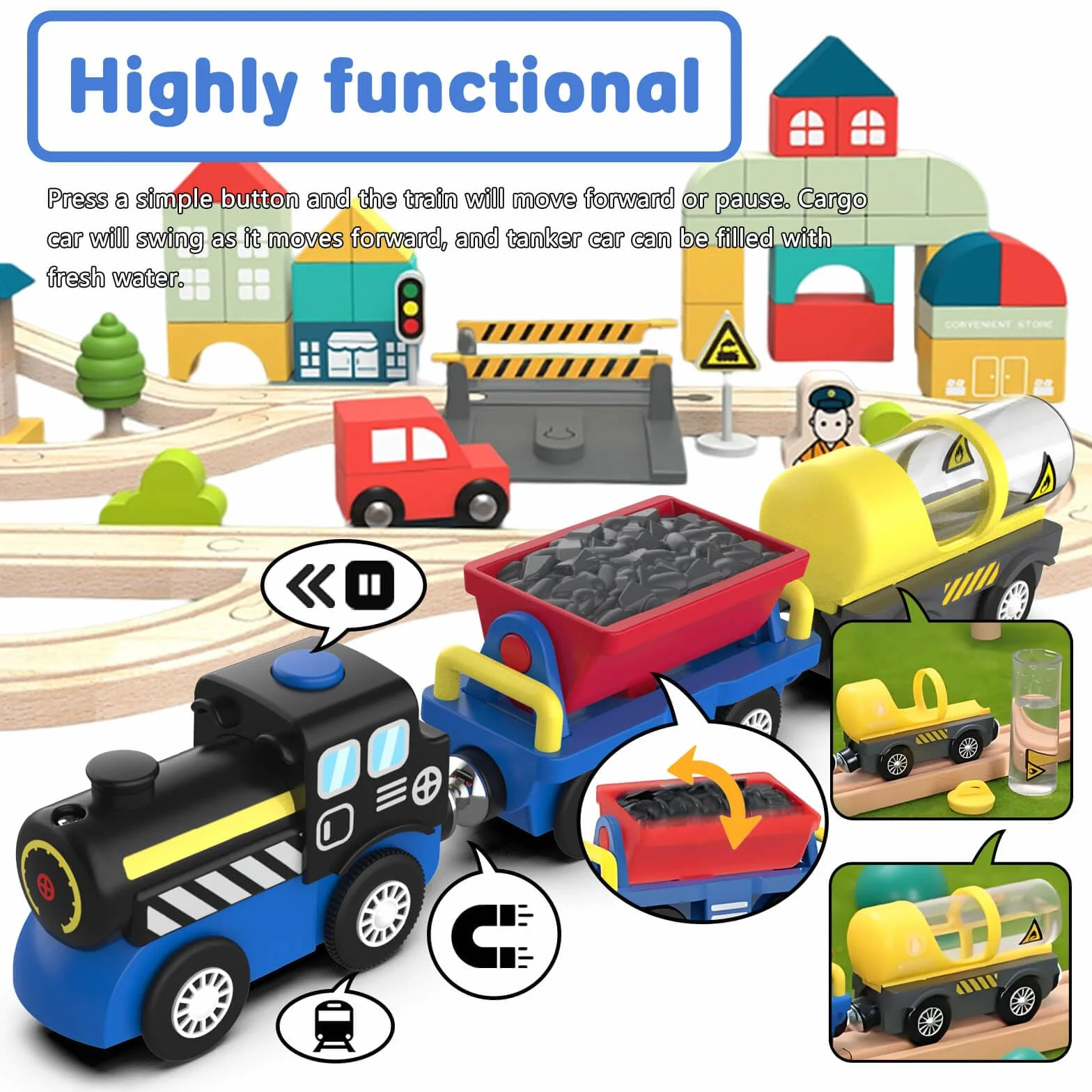 Train de Locomotives à Piles Compatible avec Thomas Brio Jouet Enfant 3-8 Ans