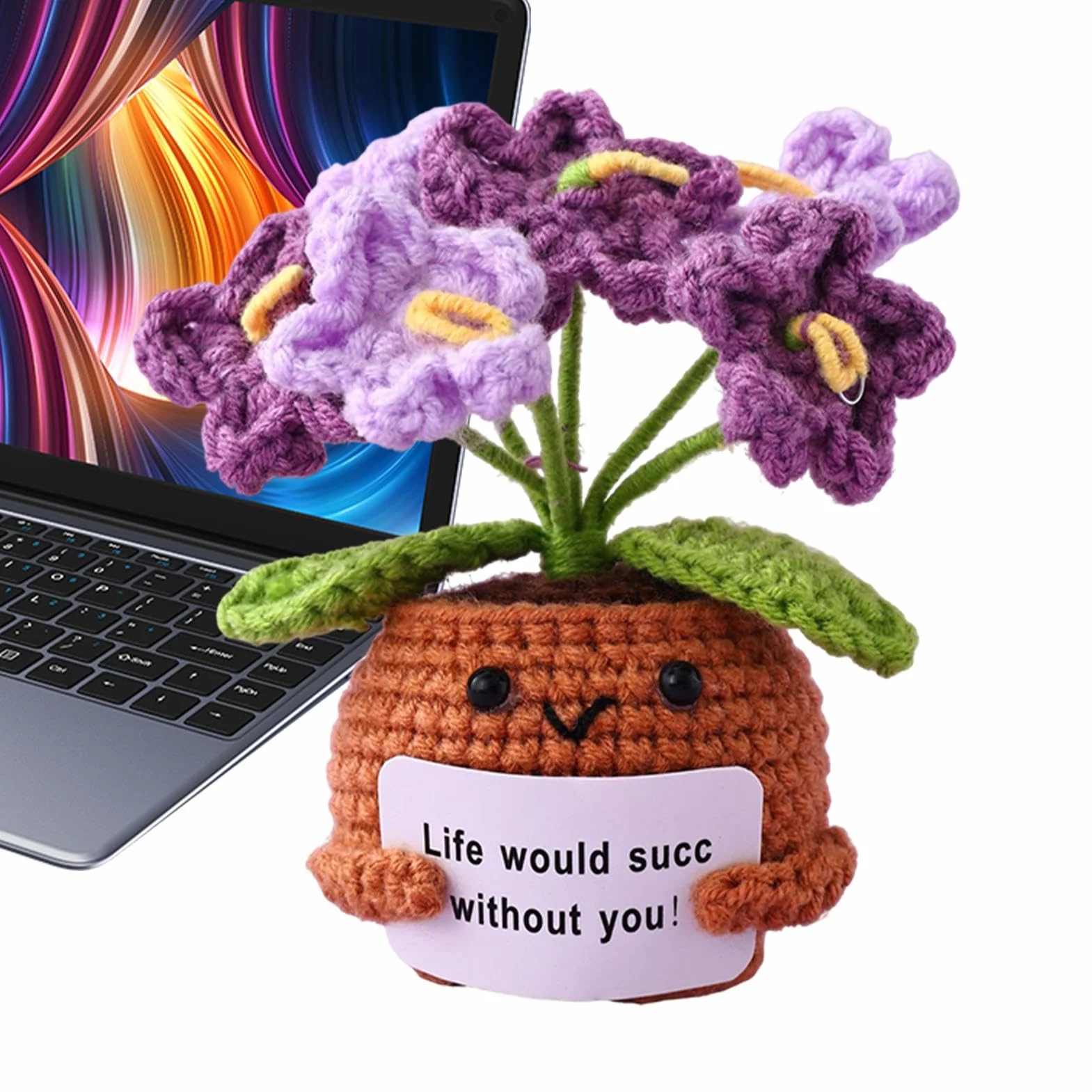 Fleur en peluche positive au crochet – Soutien émotionnel, animal en peluche pour amis proches