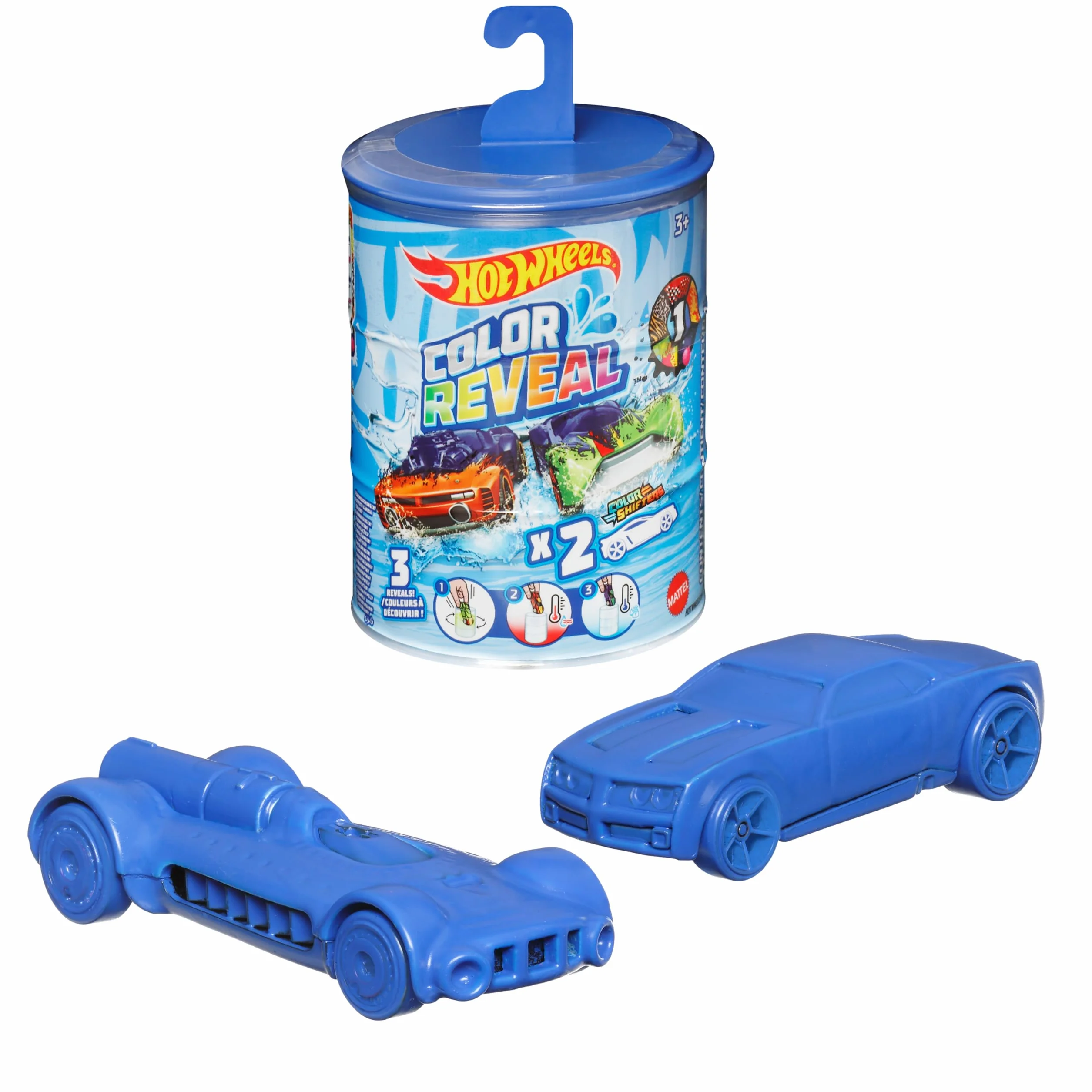 Hot Wheels Color Reveal Deux Voitures Mystère Changent de Couleur dans l'Eau Jouet Enfant GYP13