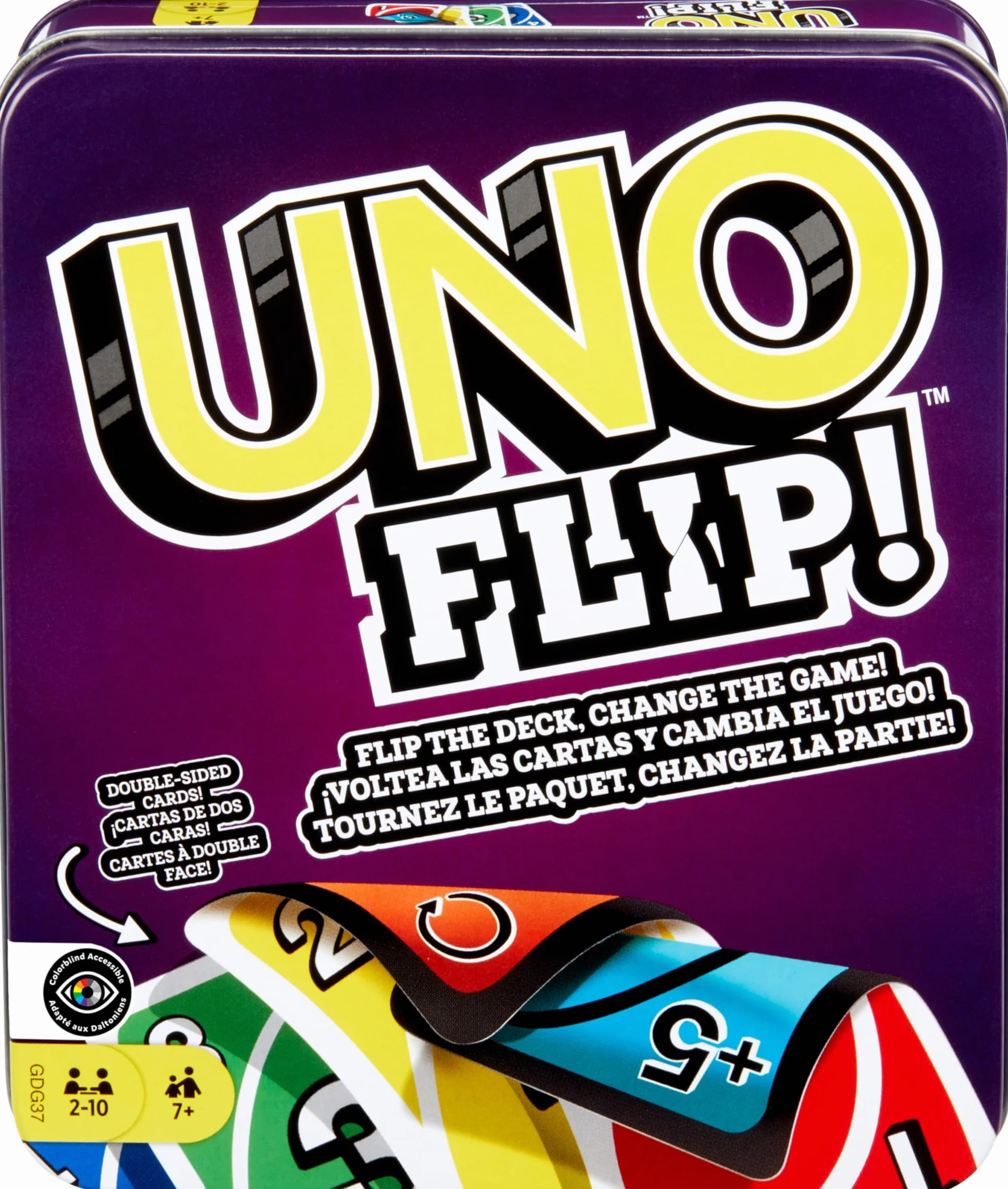 Uno Jeu De Cartes 112 Cartes Boîte Métallique Jouet Adultes Enfant Adolescent 7 Ans GDG37